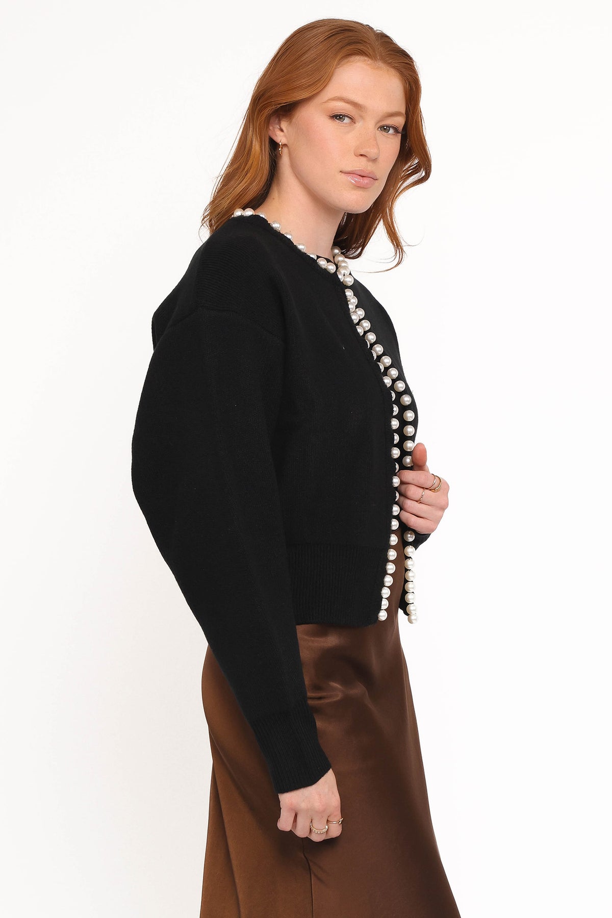Bloom Pearl Knit Cardigan in Black – view 3 of 7