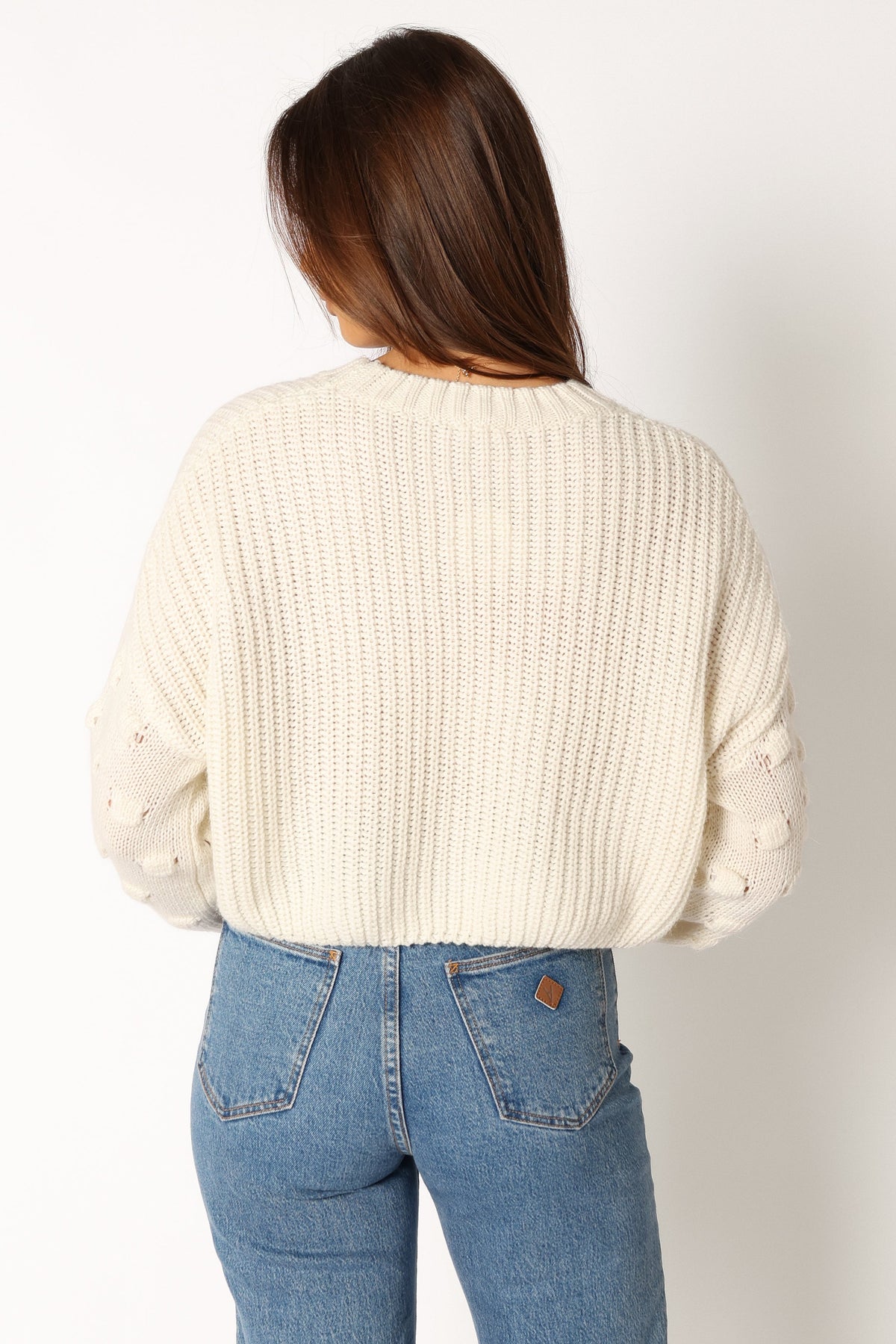 Catalina Polka Dot Texture Knit Sweater in Ivory – view 4 of 10