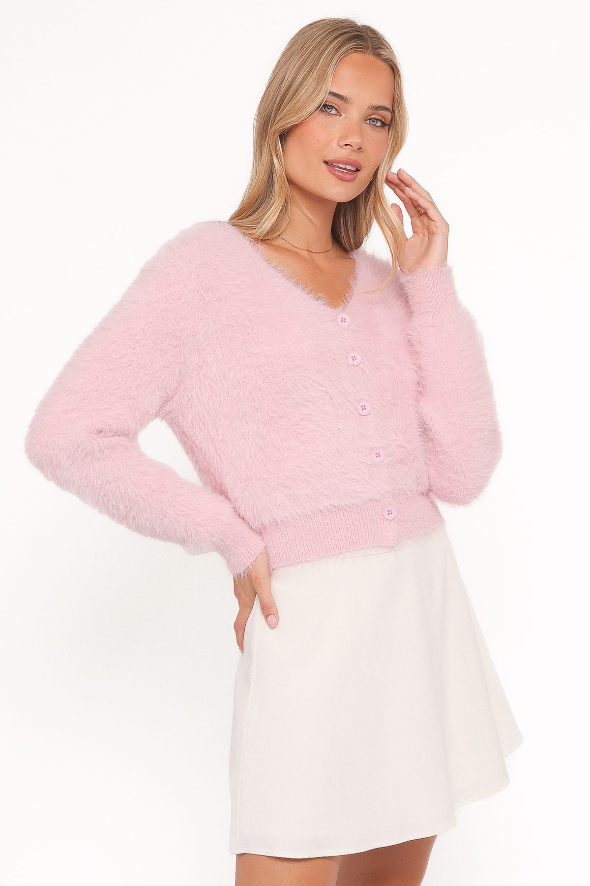 Evelin Cropped Cardigan in Pink – view 3 of 6