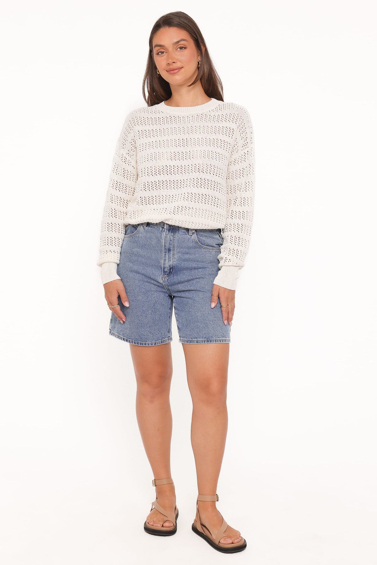 Flavia Open Stitch Sweater in Cream – view 2 of 6