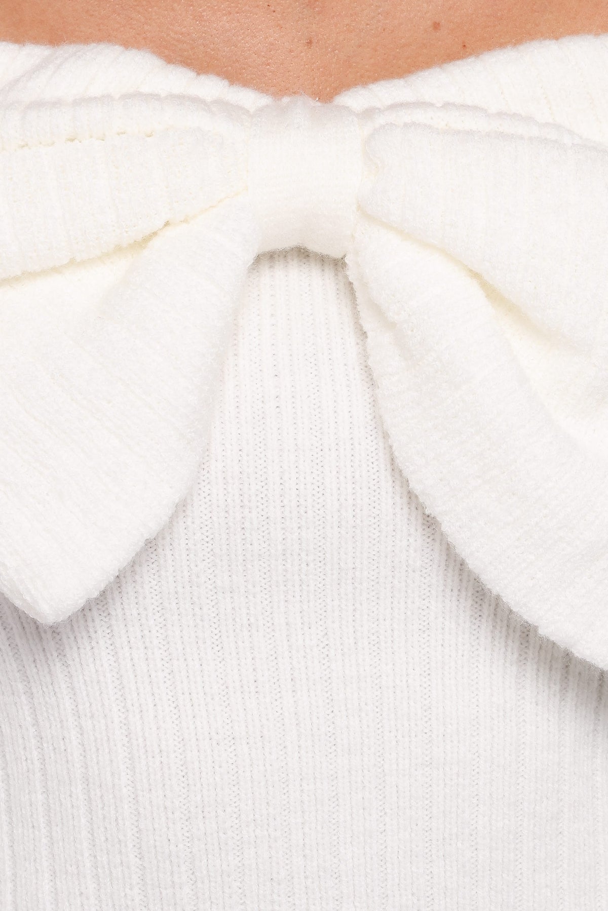 Helene Bow Off Shoulder Knit Sweater in Ivory – view 7 of 8