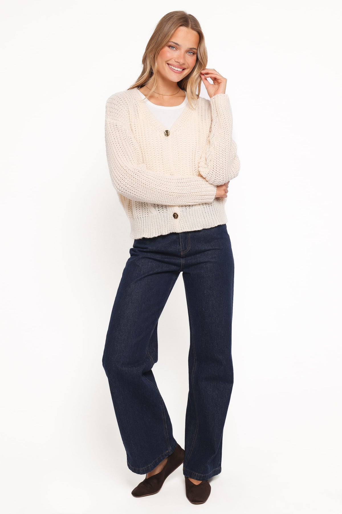 Henderson Thick Knit Cardigan in Cream – view 5 of 7