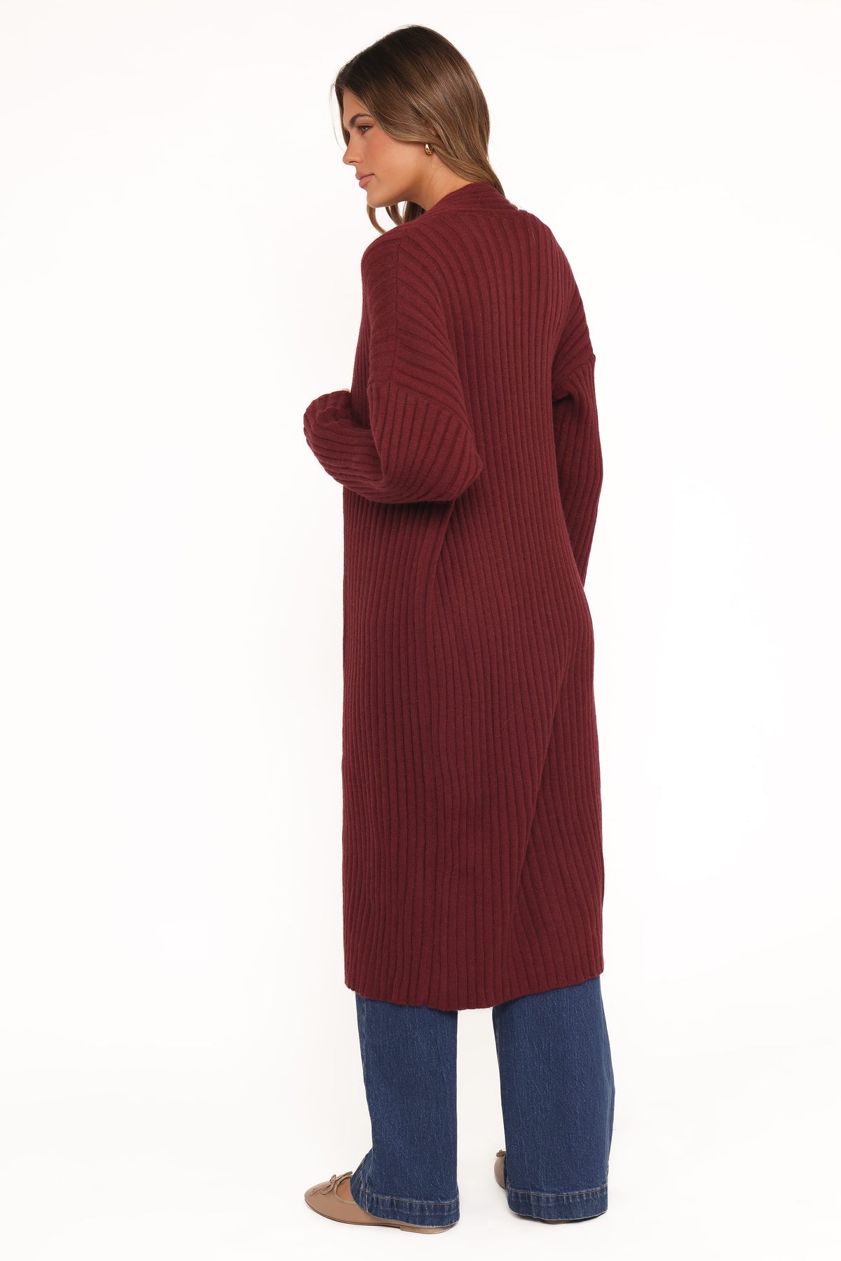 Jasmia Long Cardigan in Wine – view 4 of 6