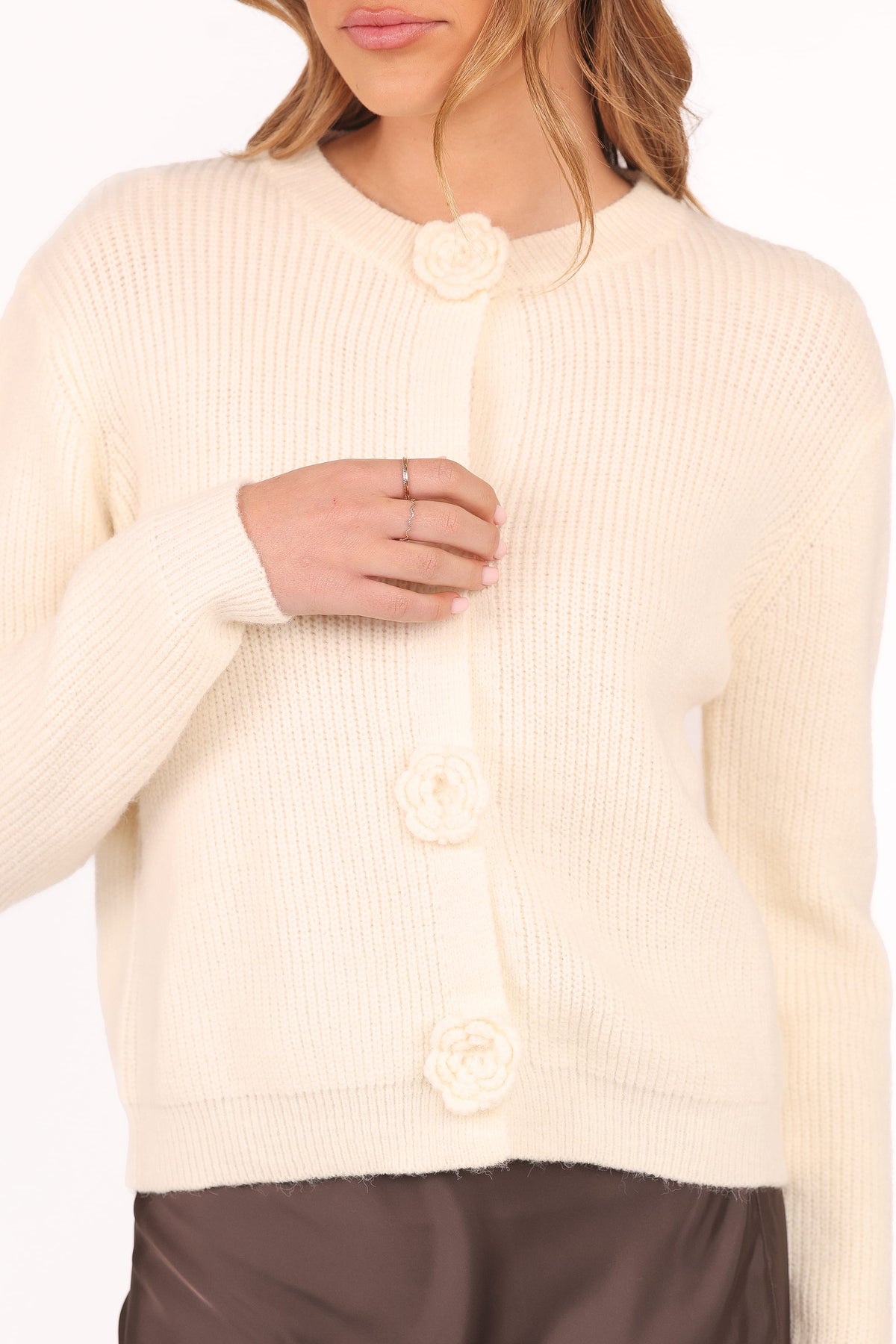 Jones Rosette Cardigan in Cream – view 3 of 7