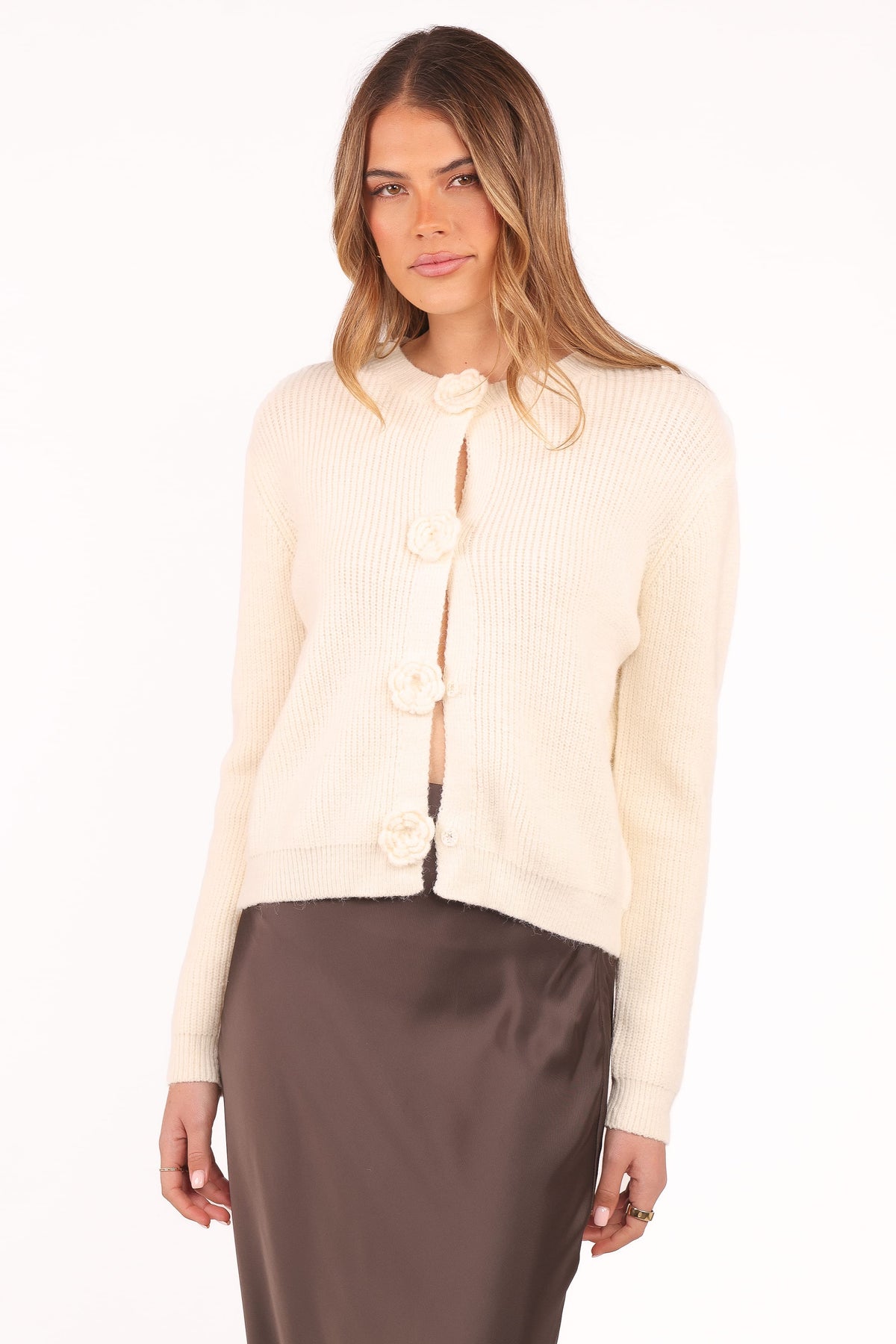 Jones Rosette Cardigan in Cream – view 1 of 7