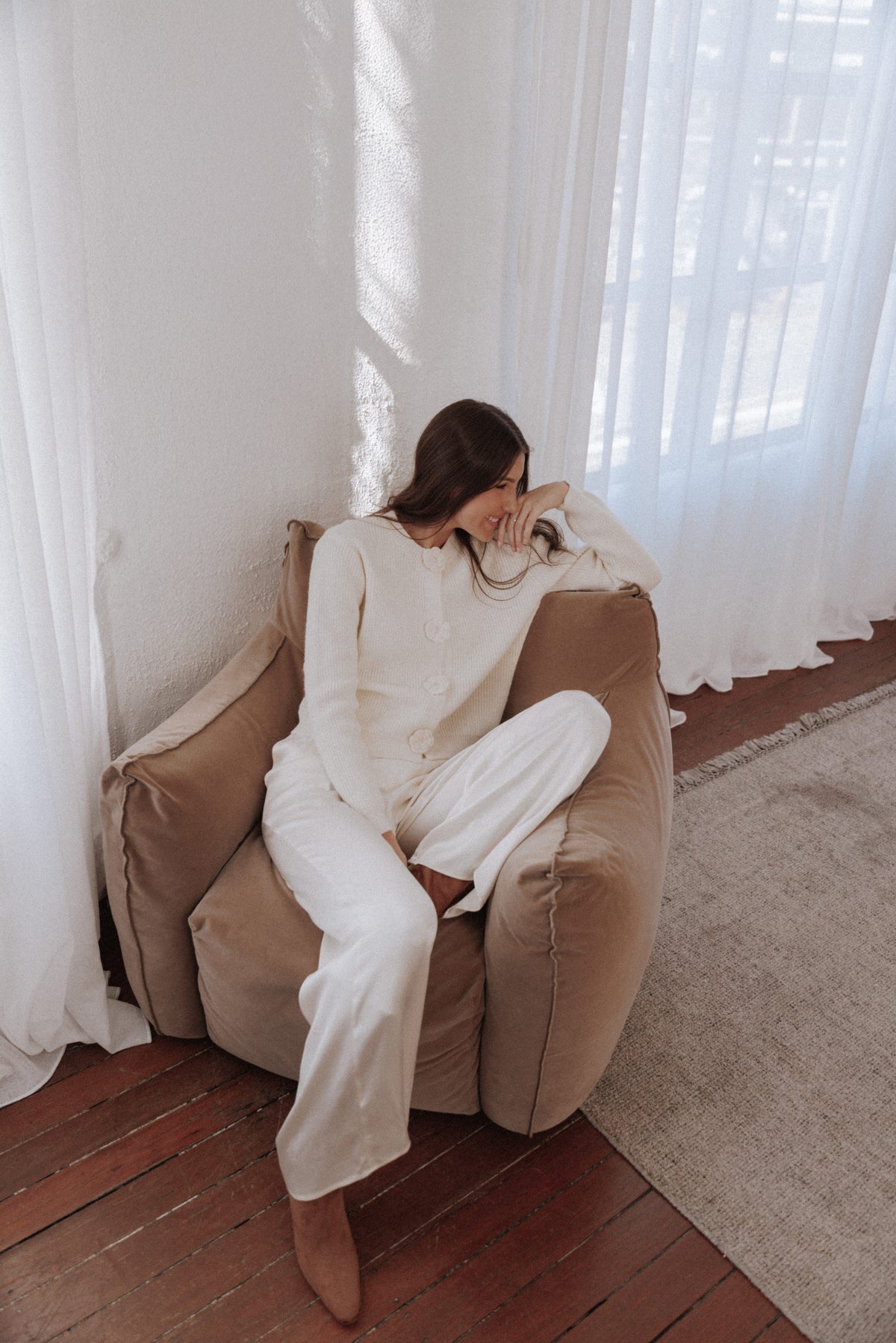 Jones Rosette Cardigan in Cream – view 2 of 7