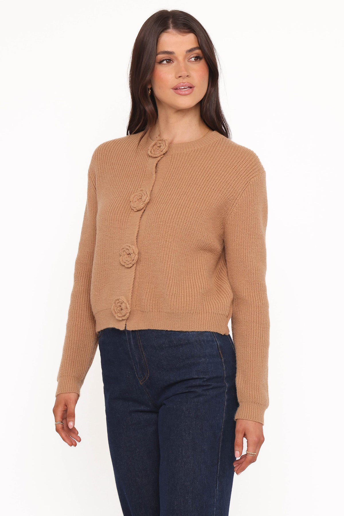 Jones Rosette Cardigan in Mocha – view 3 of 6