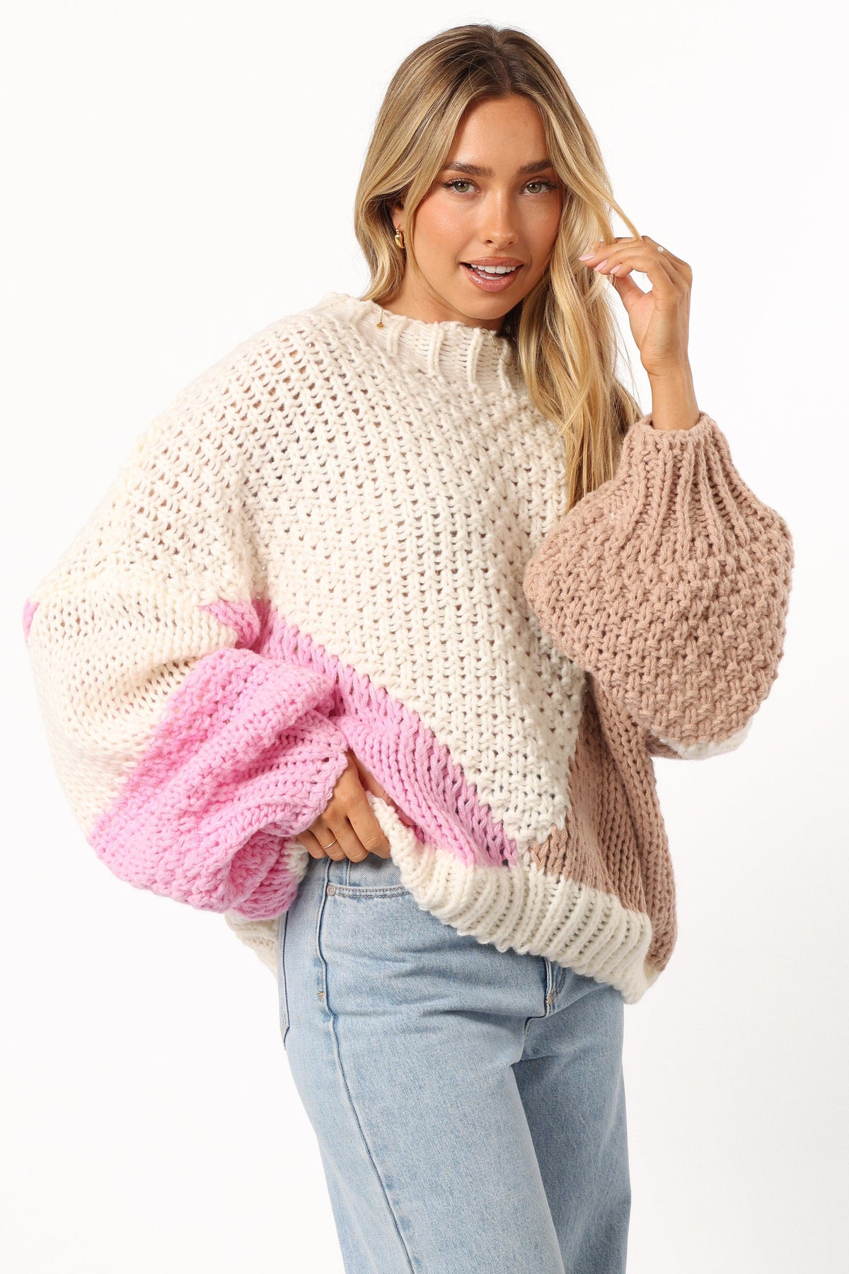Koda Pattern Knit Sweater in Pink Multi – view 7 of 8