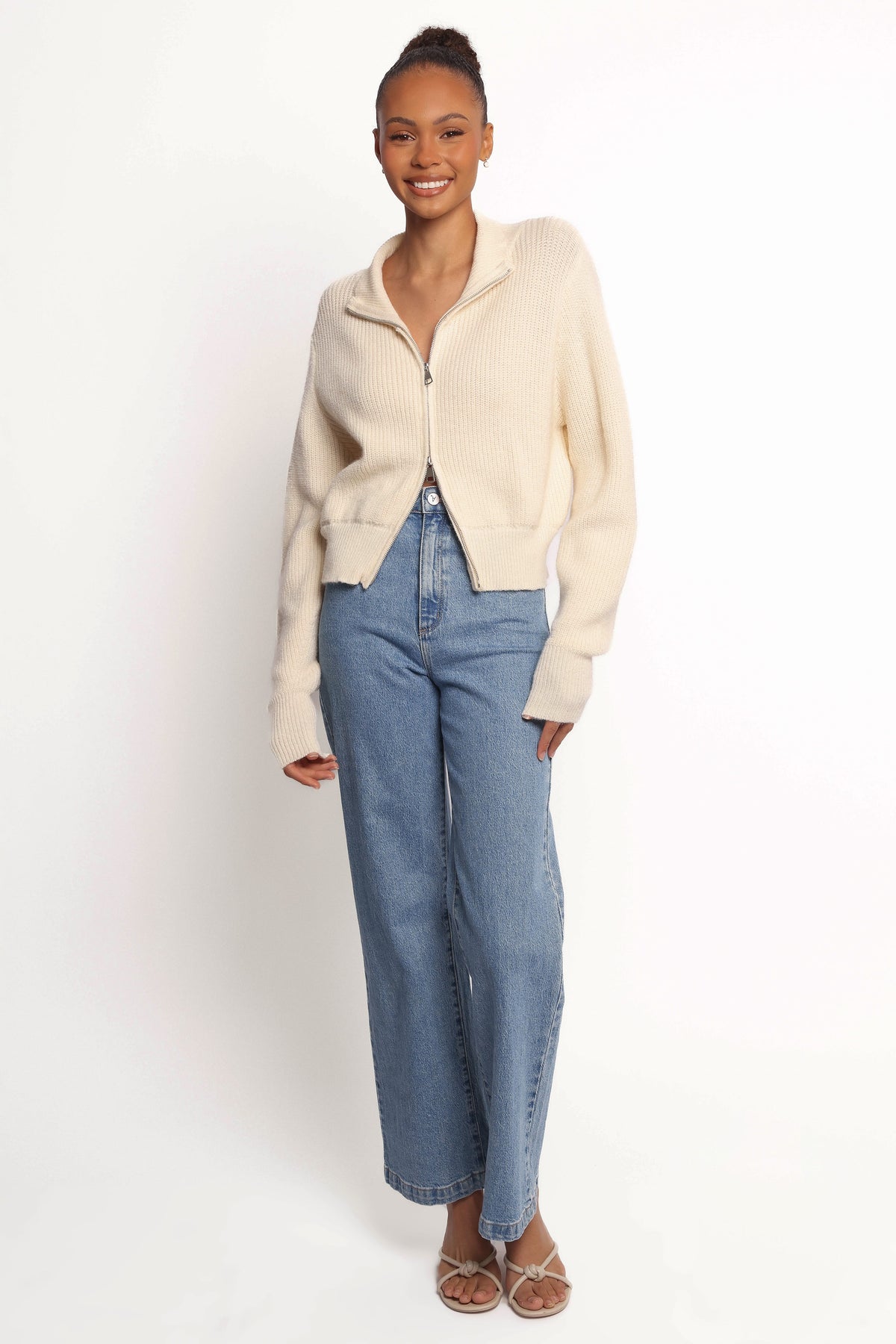 Kourtney Zip Cardigan in Cream – view 6 of 9