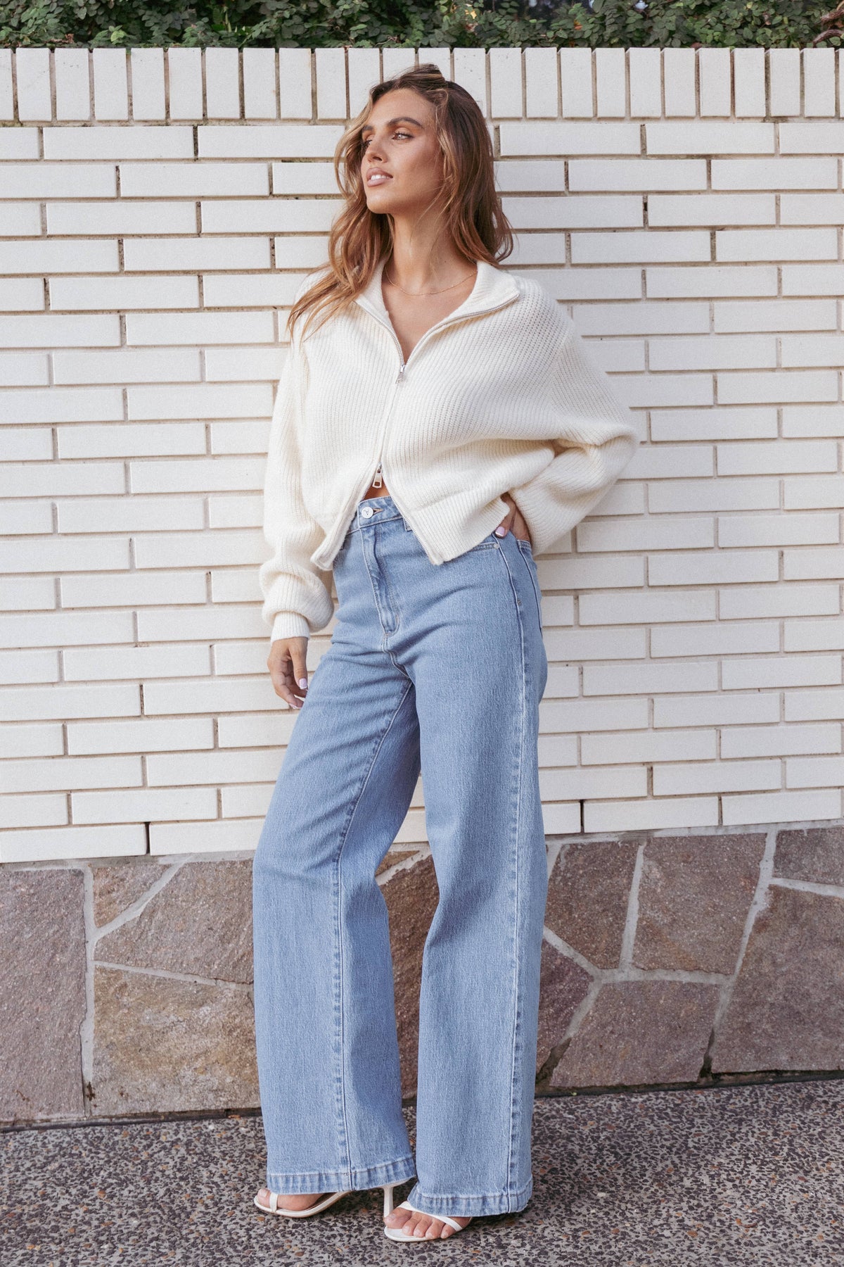 Kourtney Zip Cardigan in Cream – view 9 of 9