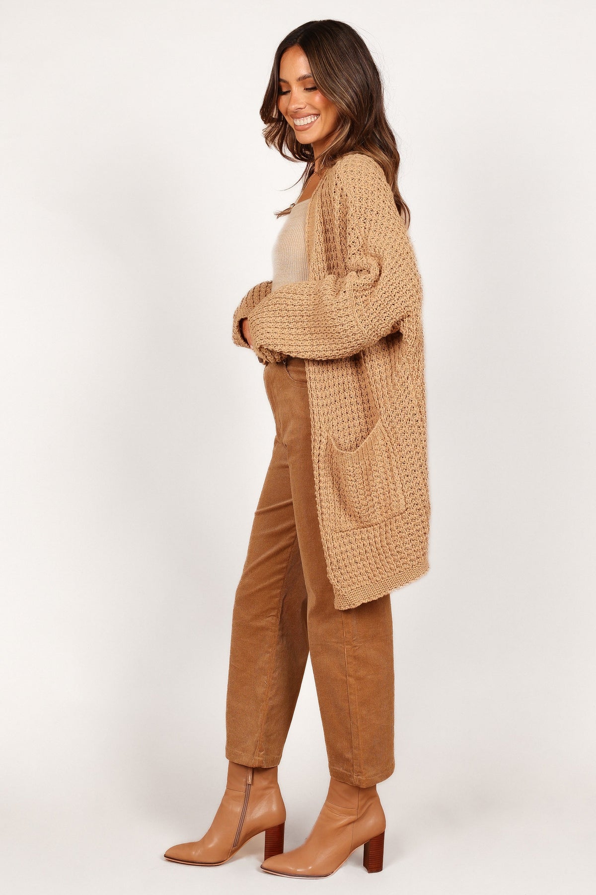 Leyonie Cardigan in Tan – view 4 of 12