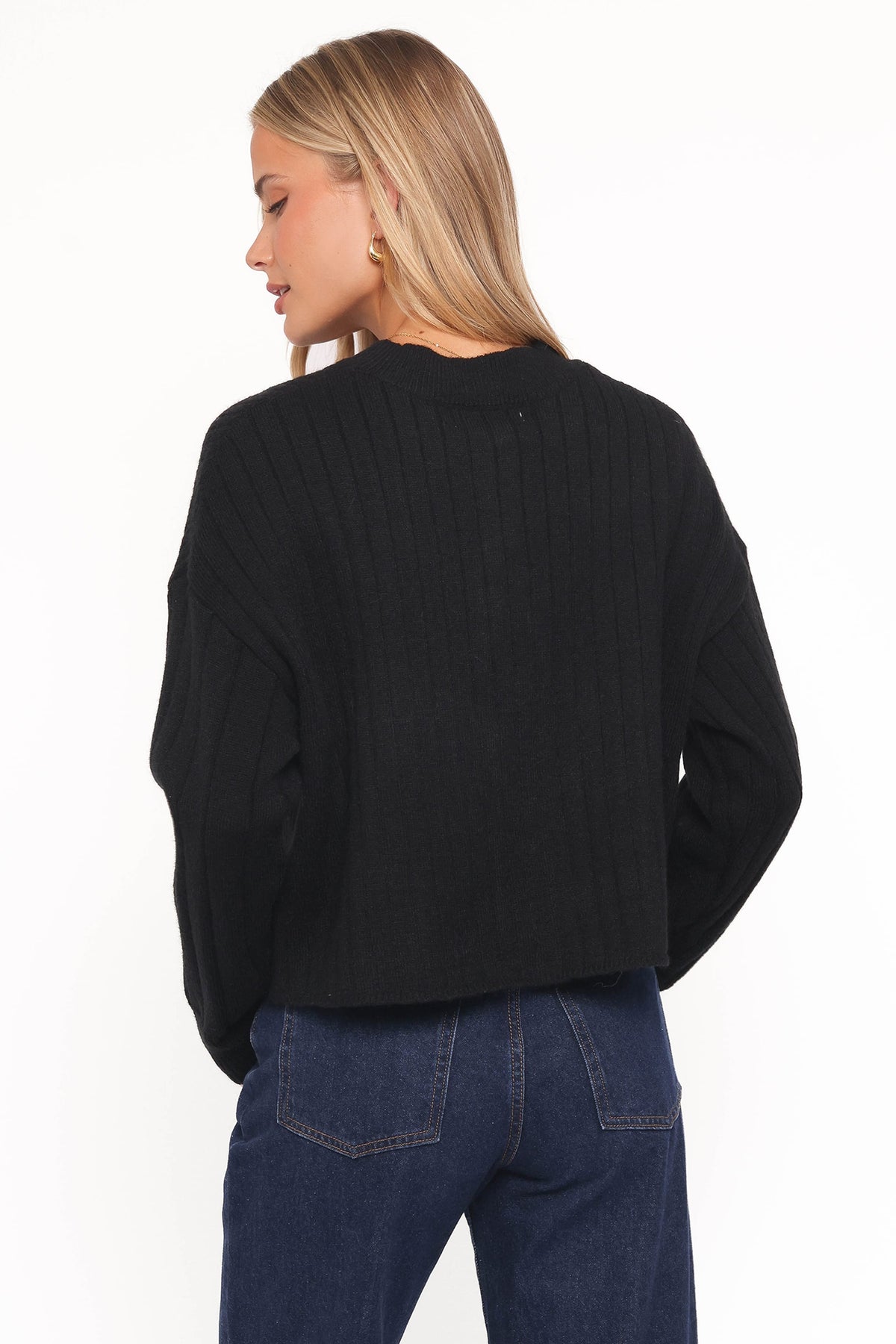 Loulani Heart Button Cardigan in Black – view 4 of 6