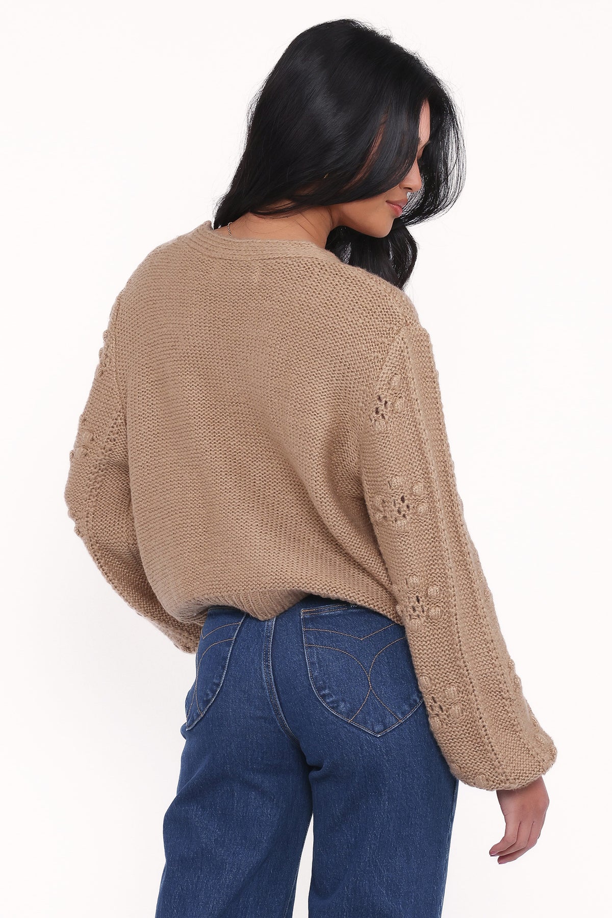 Melody Textured Button Up Cardigan in Mushroom – view 4 of 6