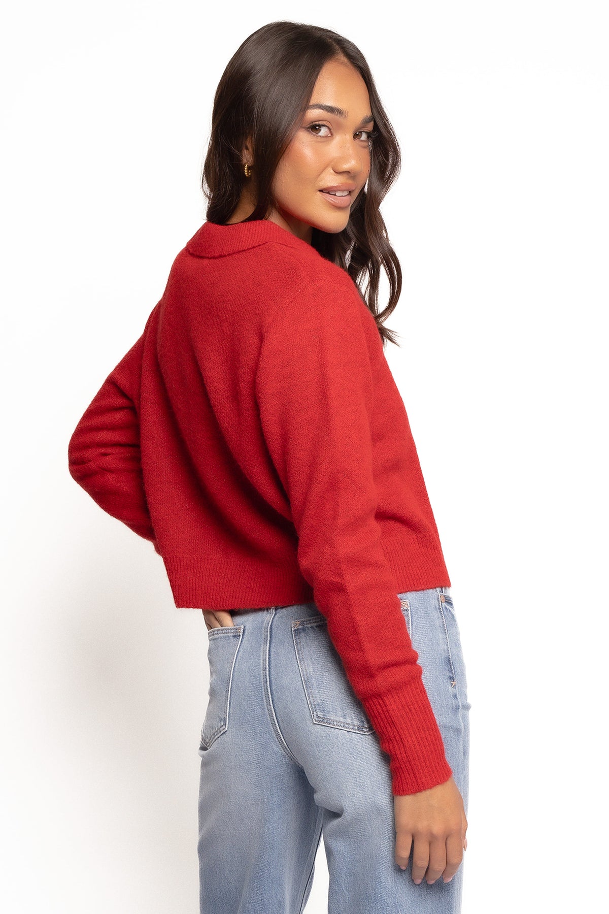Naya Collar Cardigan in Red – view 3 of 5