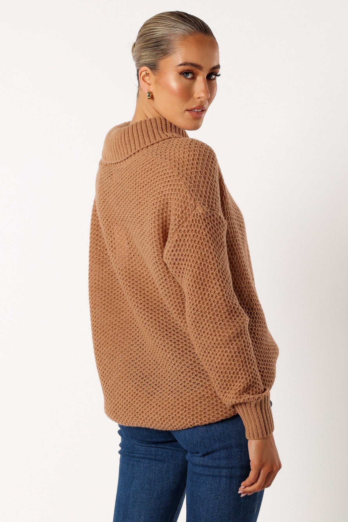 Rayne Turtleneck Knit Sweater in Beige – view 4 of 9