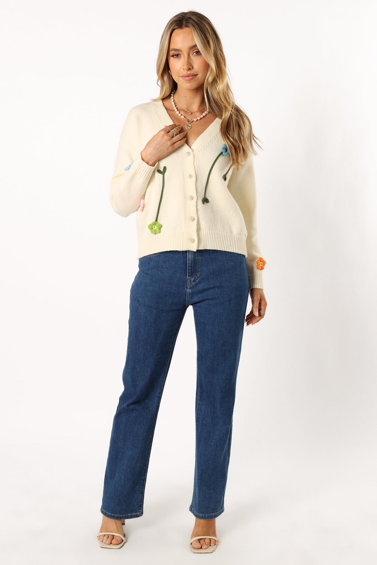 Reign Flower Cardigan in Cream – view 4 of 9
