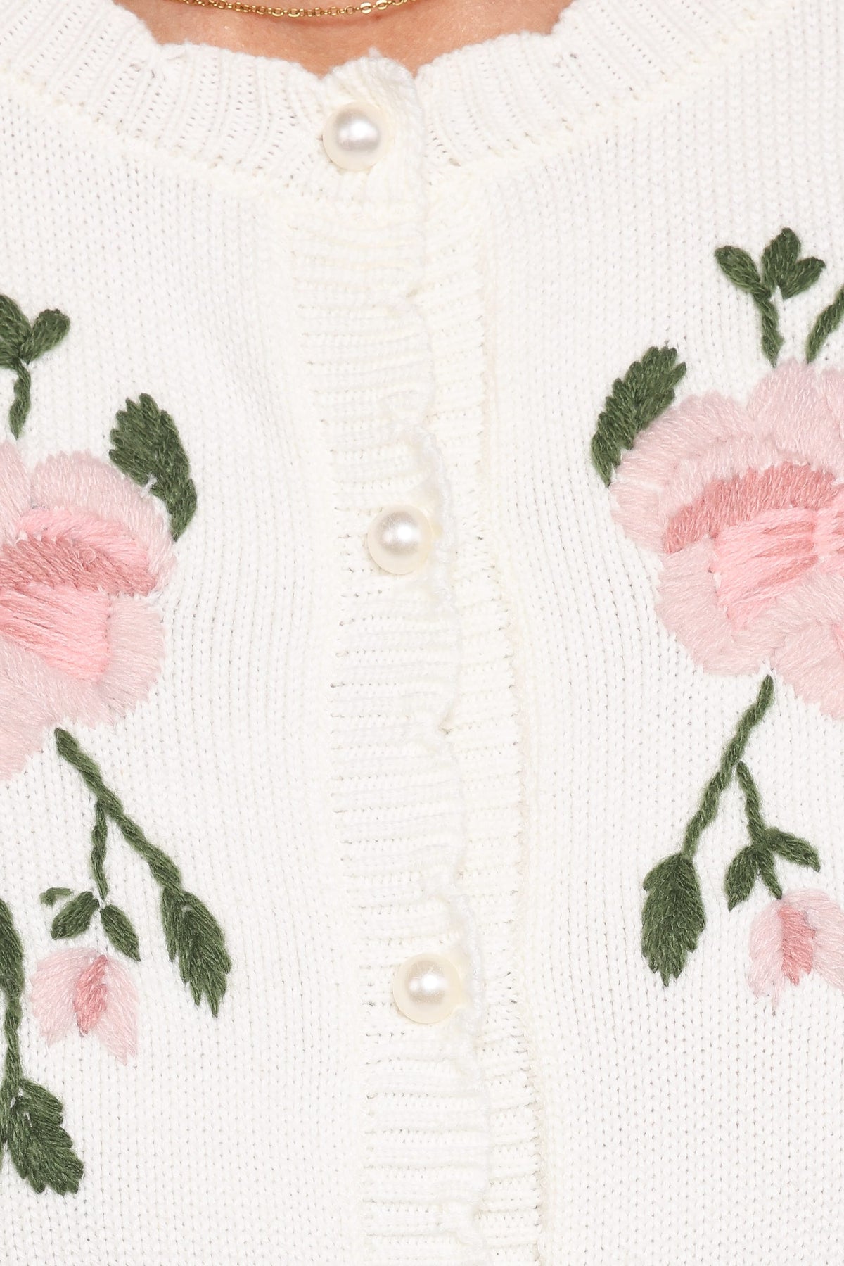 Rossi Floral Button Up Cardigan in White/Pink – view 6 of 6
