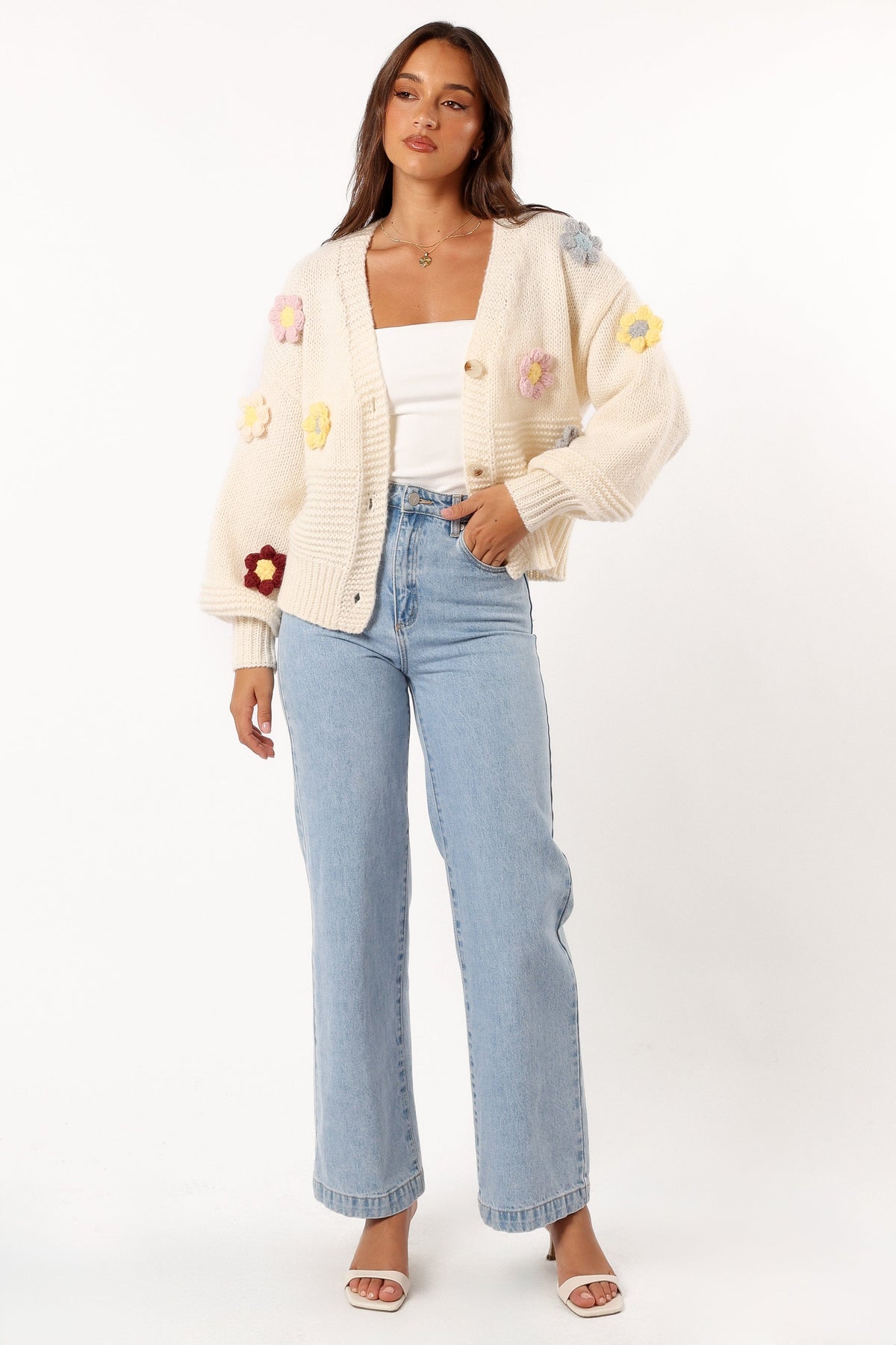 Sienna Flower Cardigan in Cream – view 6 of 7