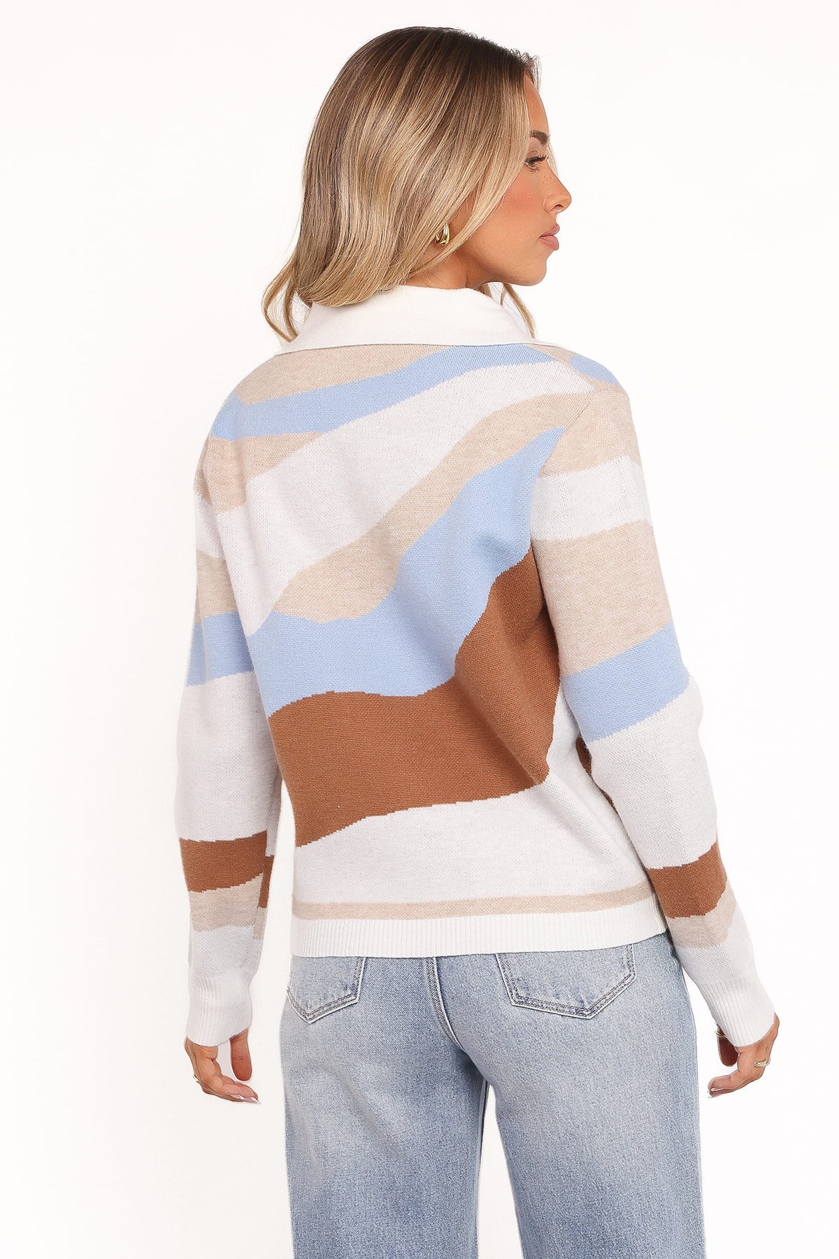 Tulula Abstract Print Cardigan in Cream – view 4 of 6