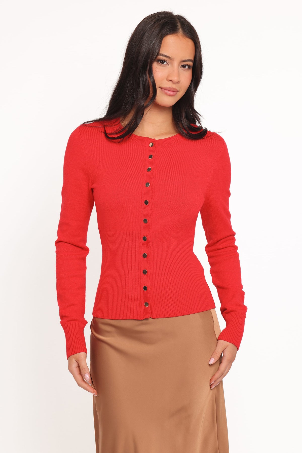 Walsh Scalloped Cardigan in Red – view 1 of 6