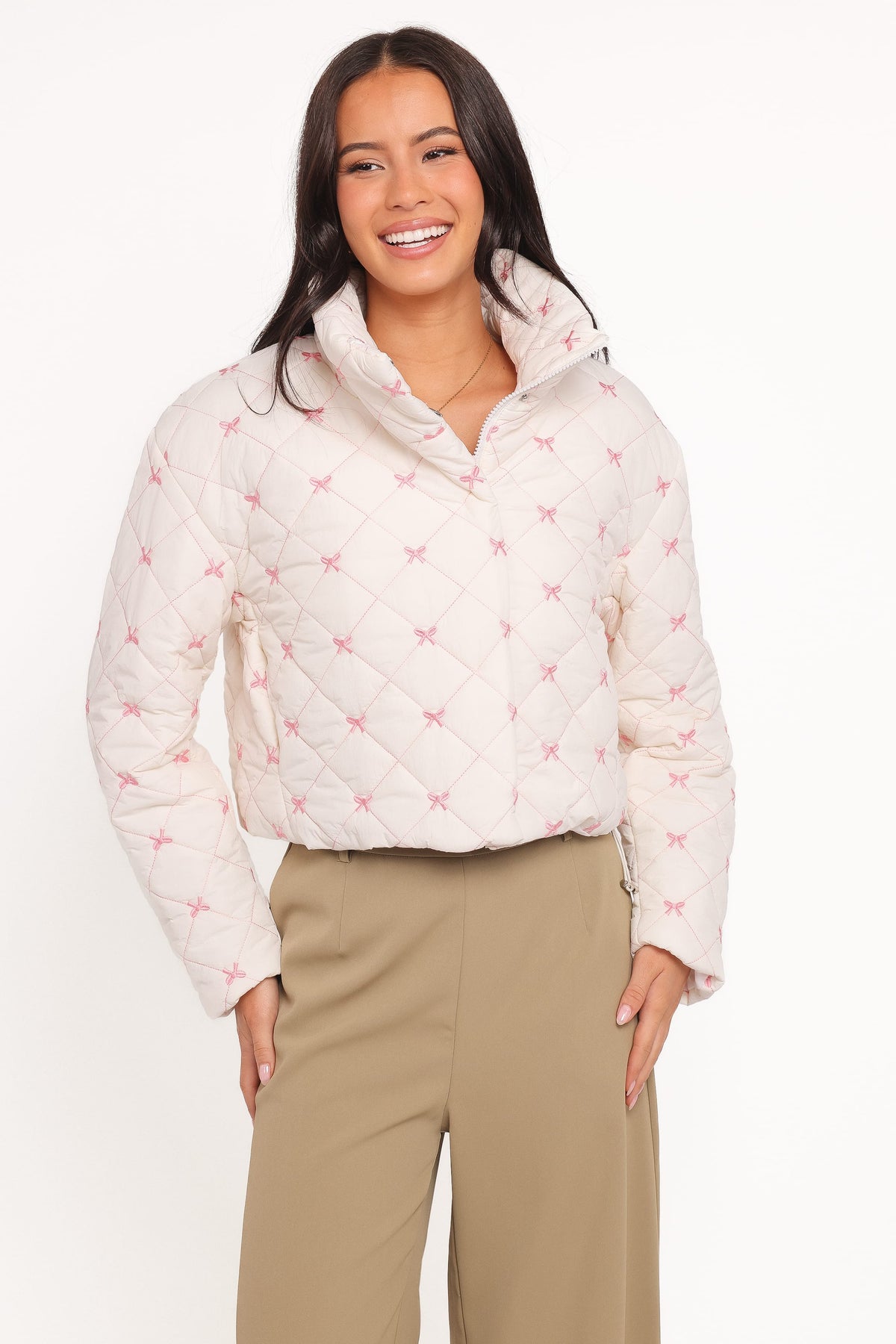 Adi Quilted Jacket in Pink Bow – view 3 of 7