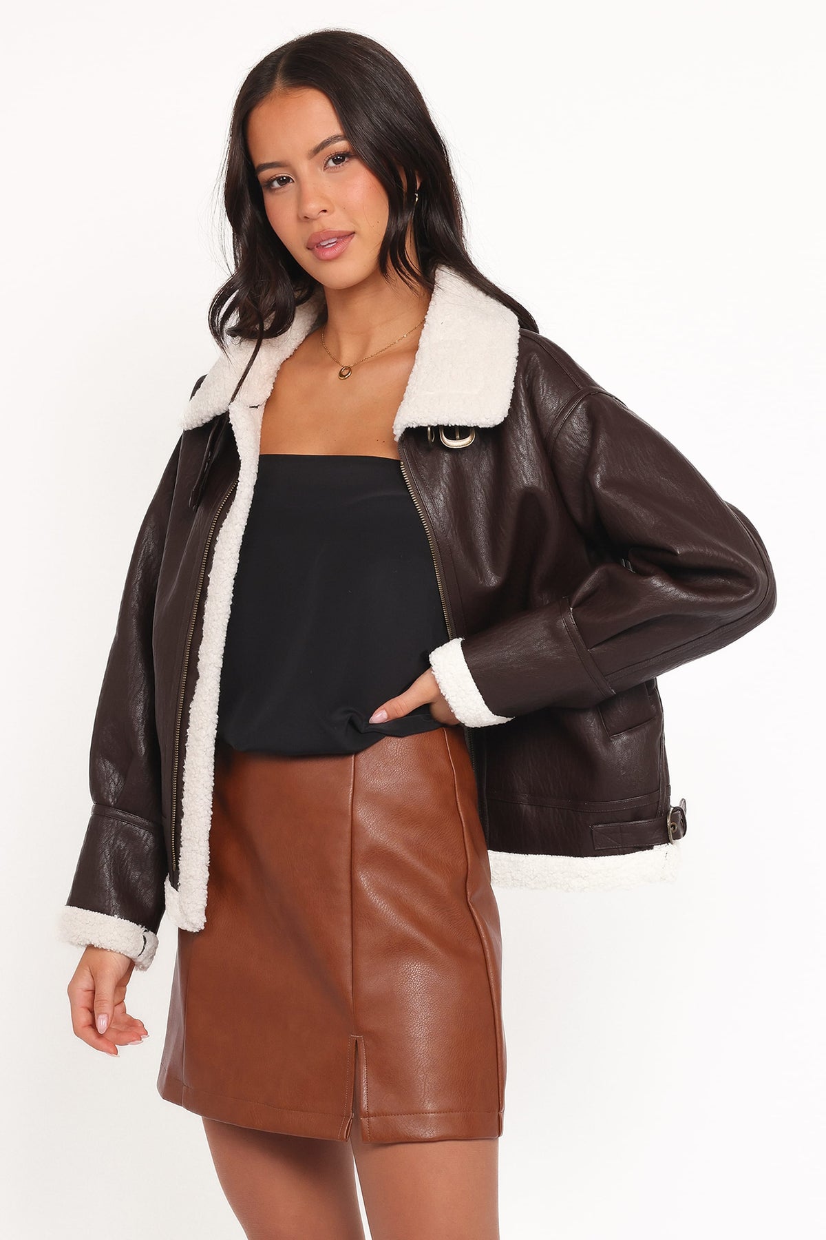 Baxter Shearling Lined Jacket in Brown – view 3 of 6