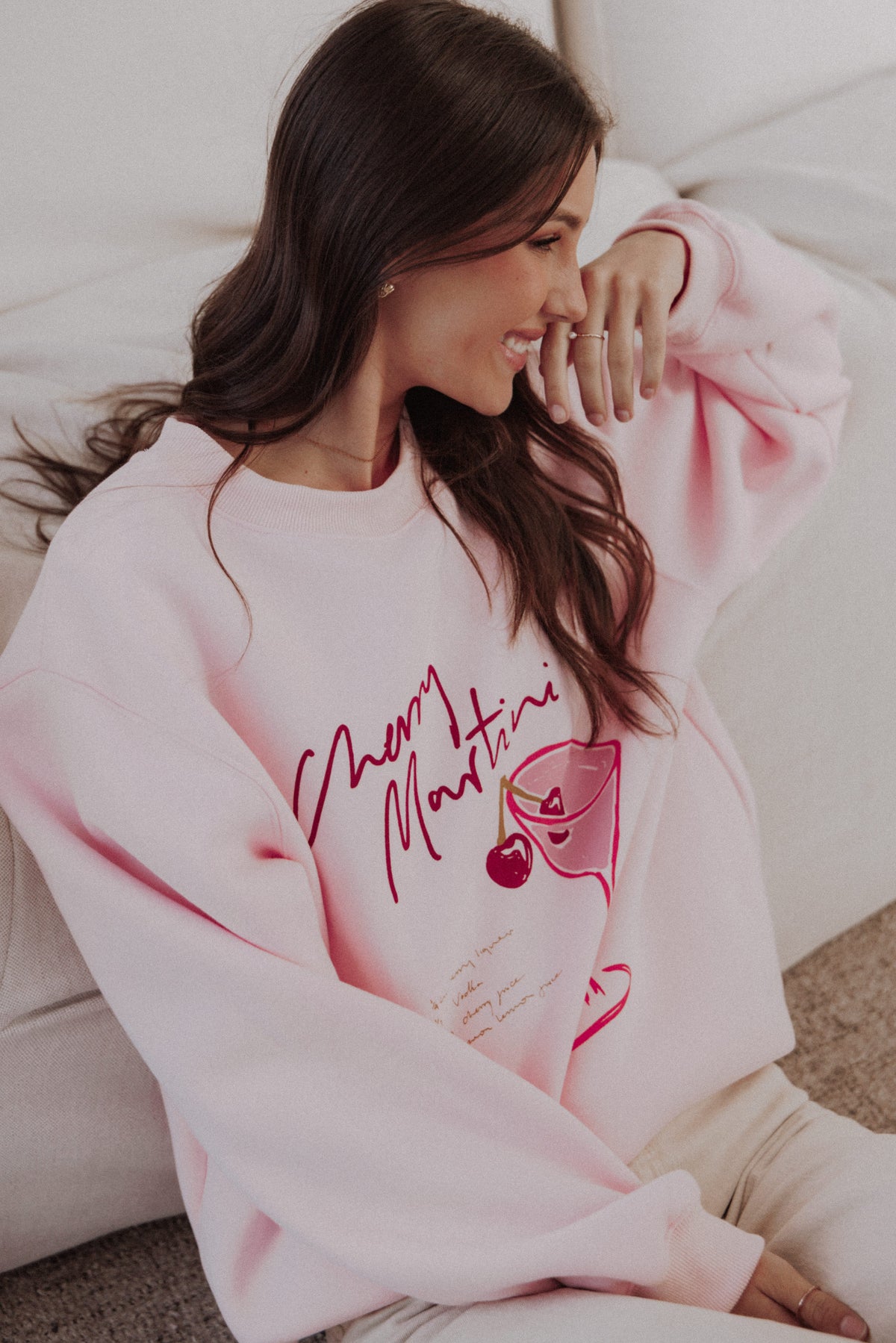 Cherry Martini Graphic Sweatshirt in Pink – view 1 of 7