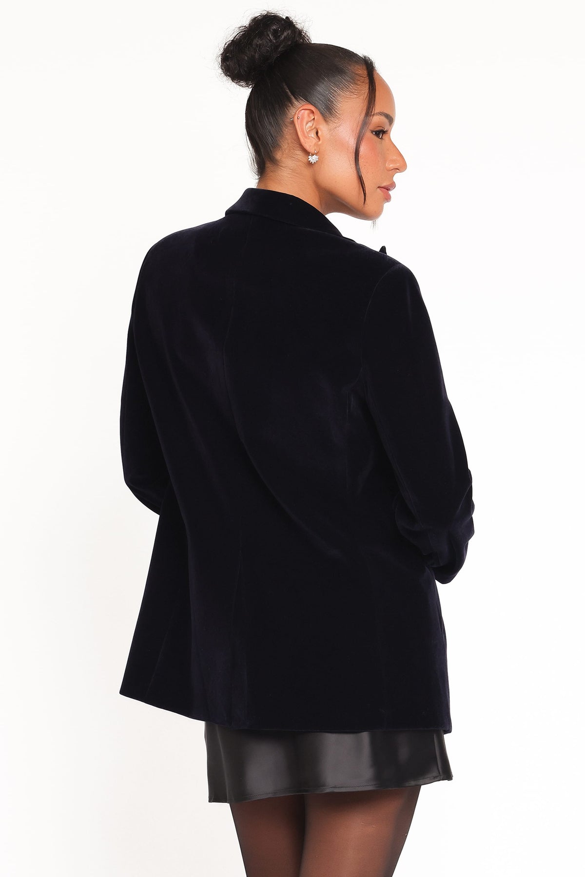 Clive Velvet Blazer in Navy – view 4 of 6