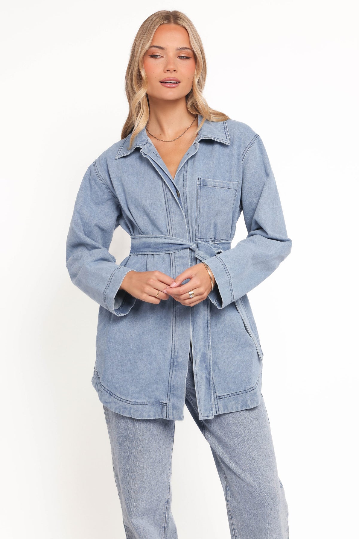 Donovan Denim Tie Jacket in Light Denim – view 1 of 6