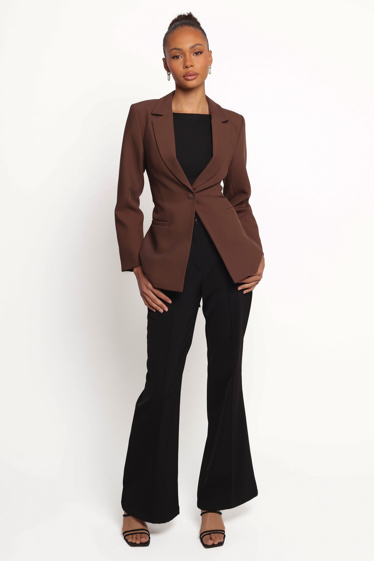 Eliana Waist Tie Blazer in Espresso – view 5 of 9