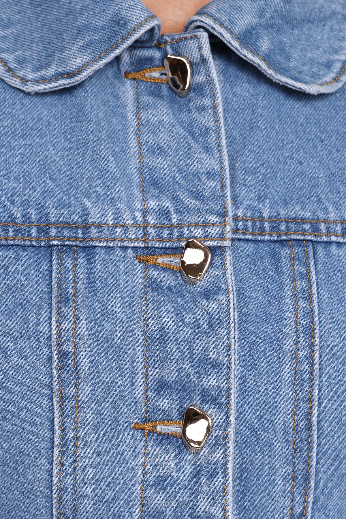 Faven Cropped Denim Jacket in Mid Blue – view 6 of 6