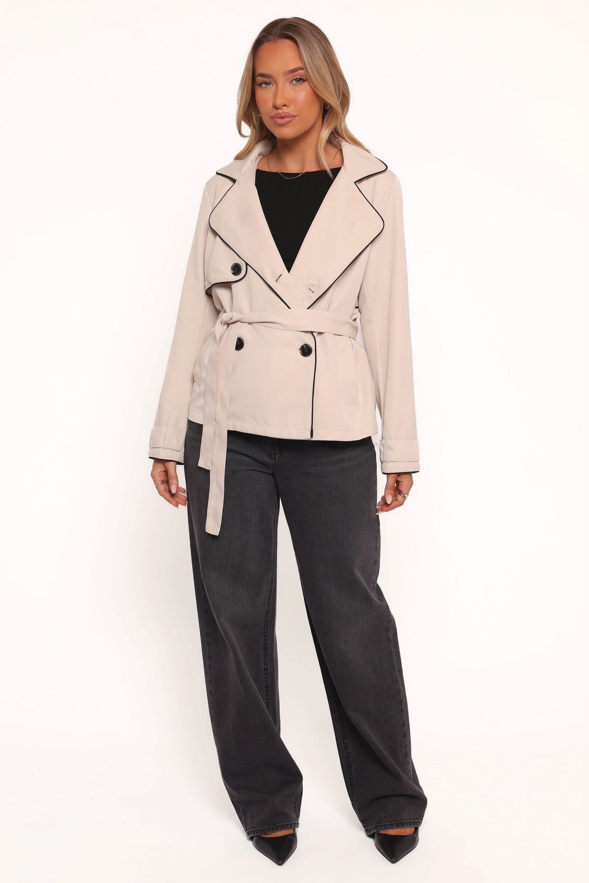 Franklin Cropped Trench in Ecru – view 5 of 8