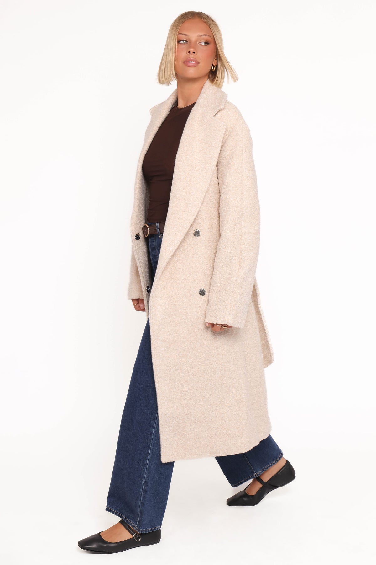 Goodie Shearling Coat in Cream – view 4 of 7