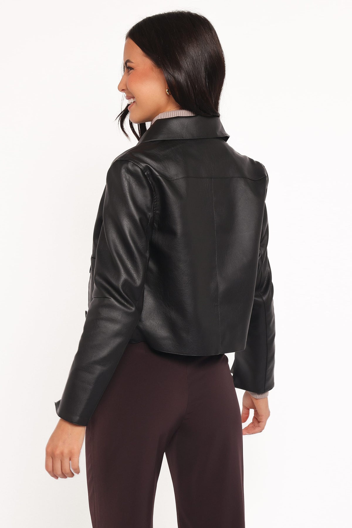 Hope Crop Faux Leather Jacket in Black – view 4 of 7
