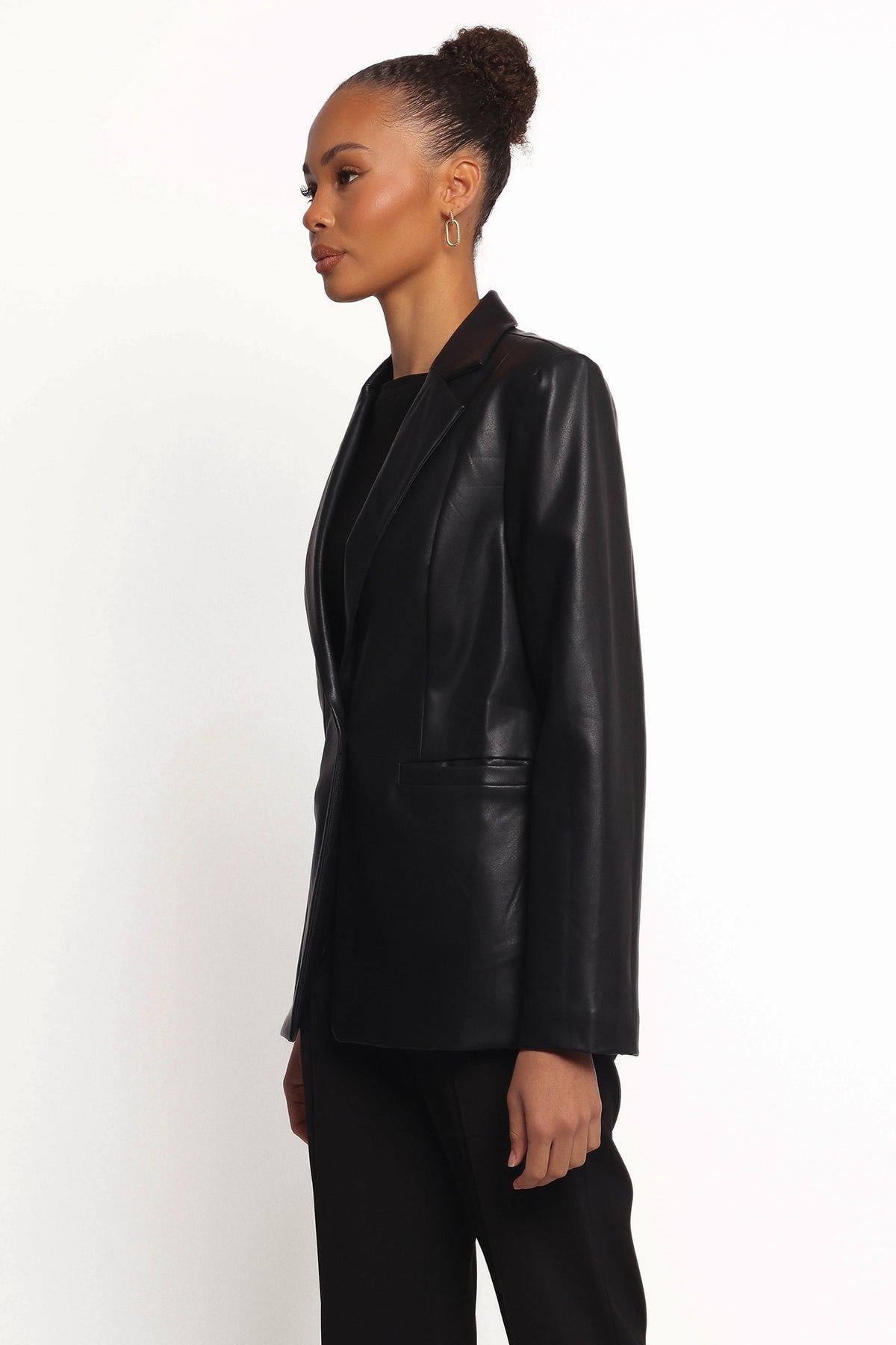 Jamie Faux Leather Blazer in Black – view 5 of 9