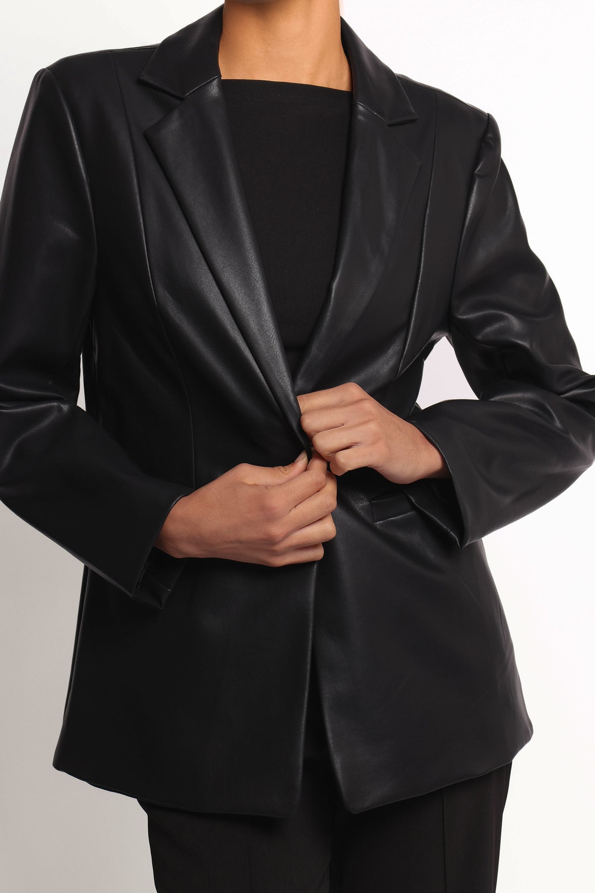 Jamie Faux Leather Blazer in Black – view 7 of 9
