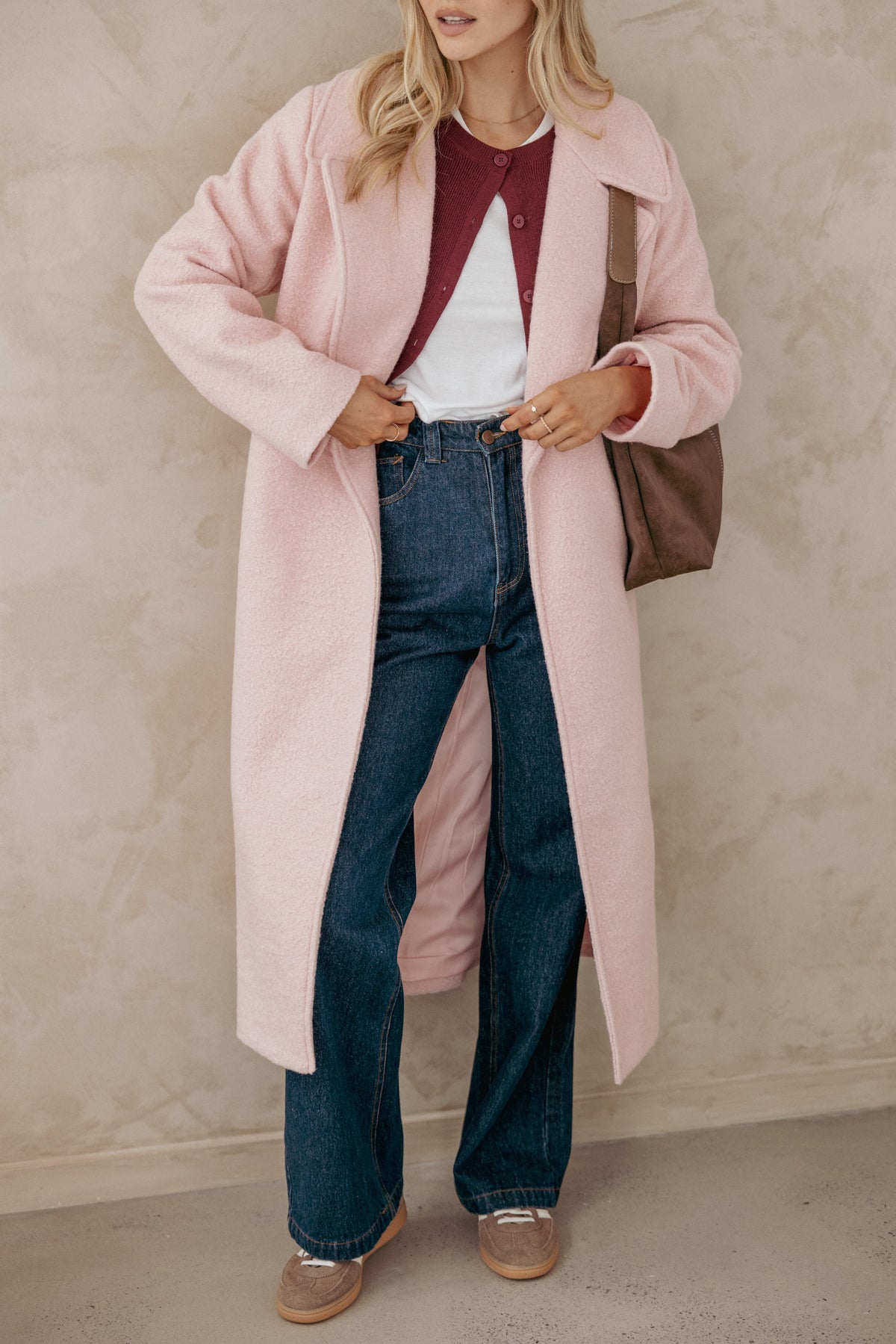 Jazzie Boucle Coat in Baby Pink – view 1 of 8