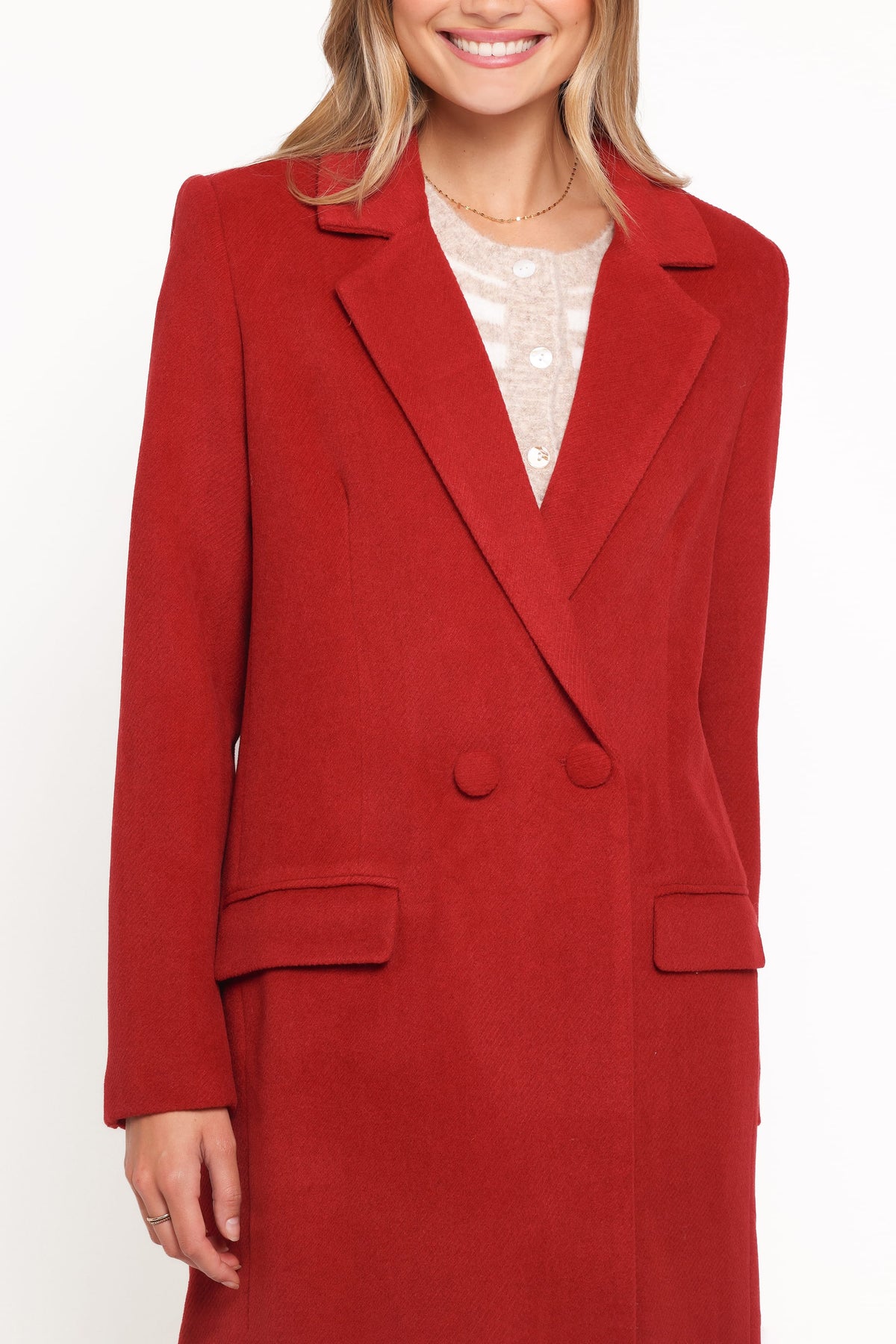 Jett Long Blazer Coat in Red – view 2 of 8