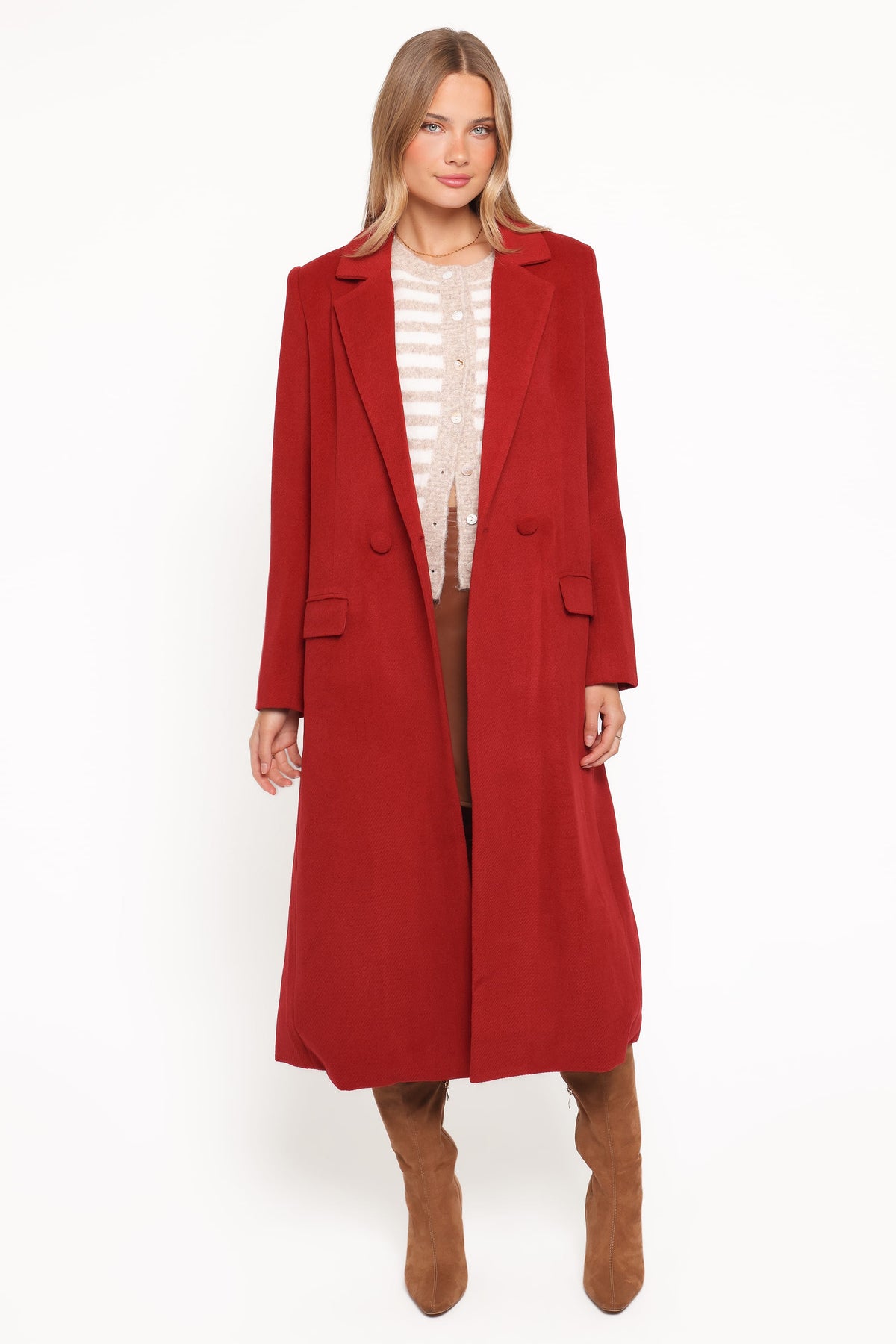 Jett Long Blazer Coat in Red – view 7 of 8