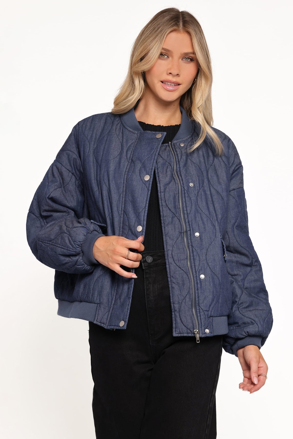 Keah Quilted Jacket in Navy – view 1 of 6