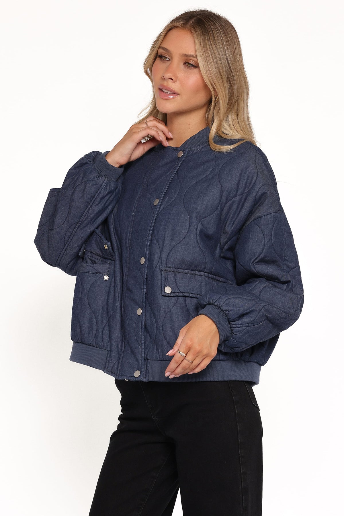 Keah Quilted Jacket in Navy – view 3 of 6