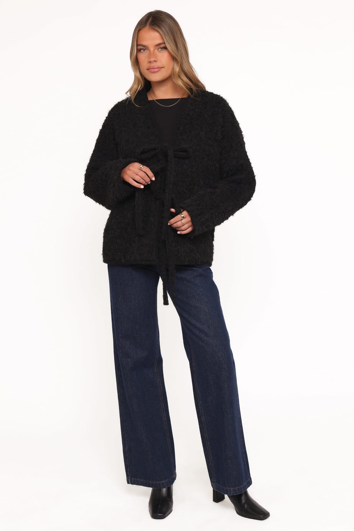 Kimmy Bow Oversized Cardigan in Black – view 6 of 7
