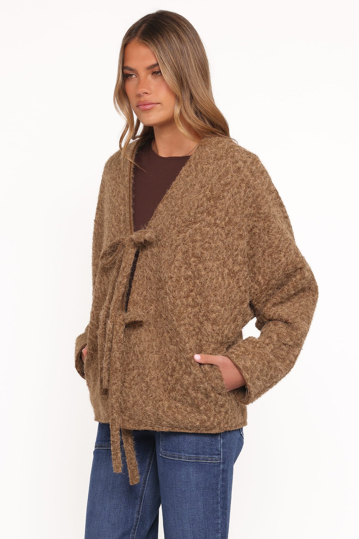 Kimmy Bow Oversized Cardigan in Moss – view 5 of 10