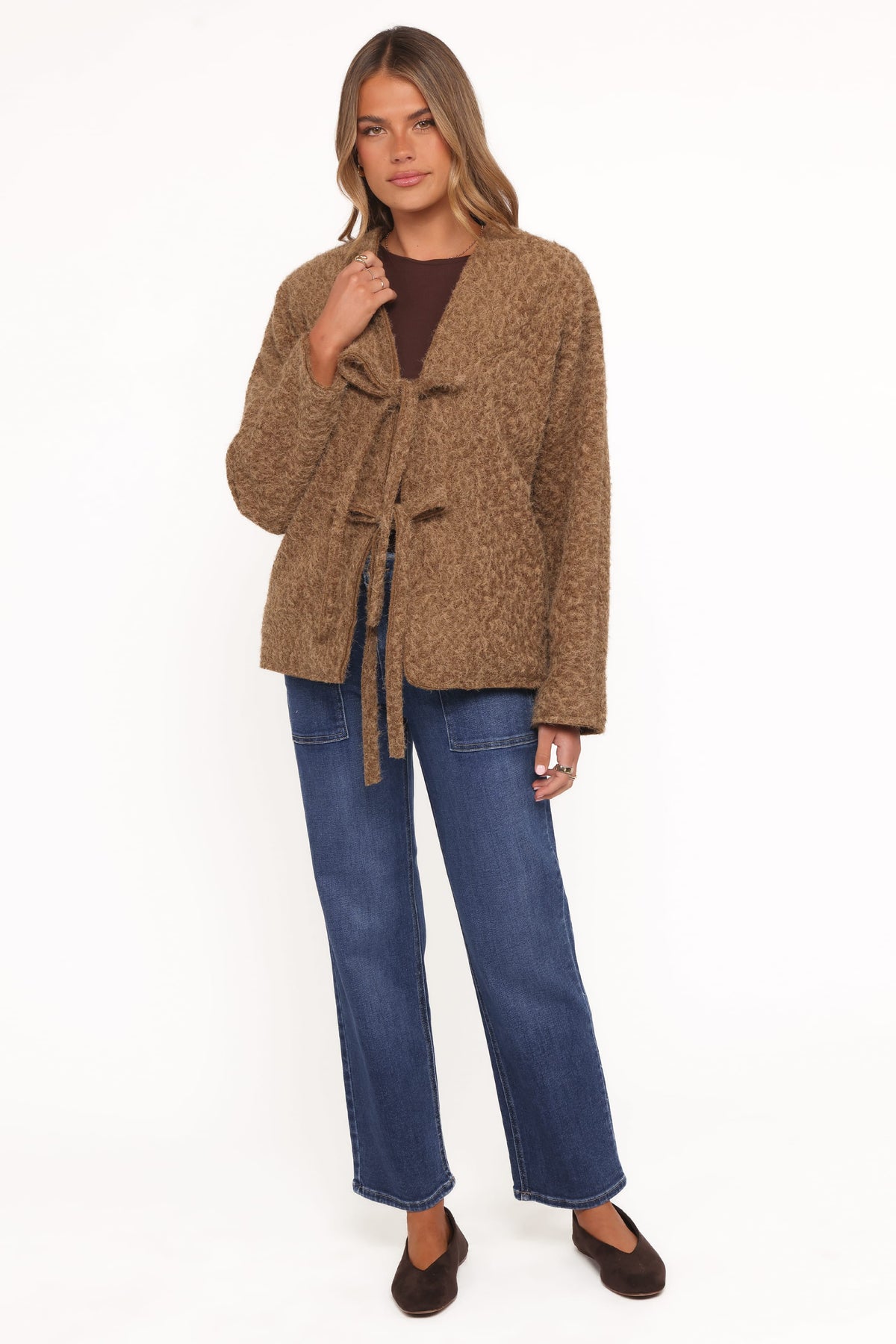 Kimmy Bow Oversized Cardigan in Moss – view 7 of 10