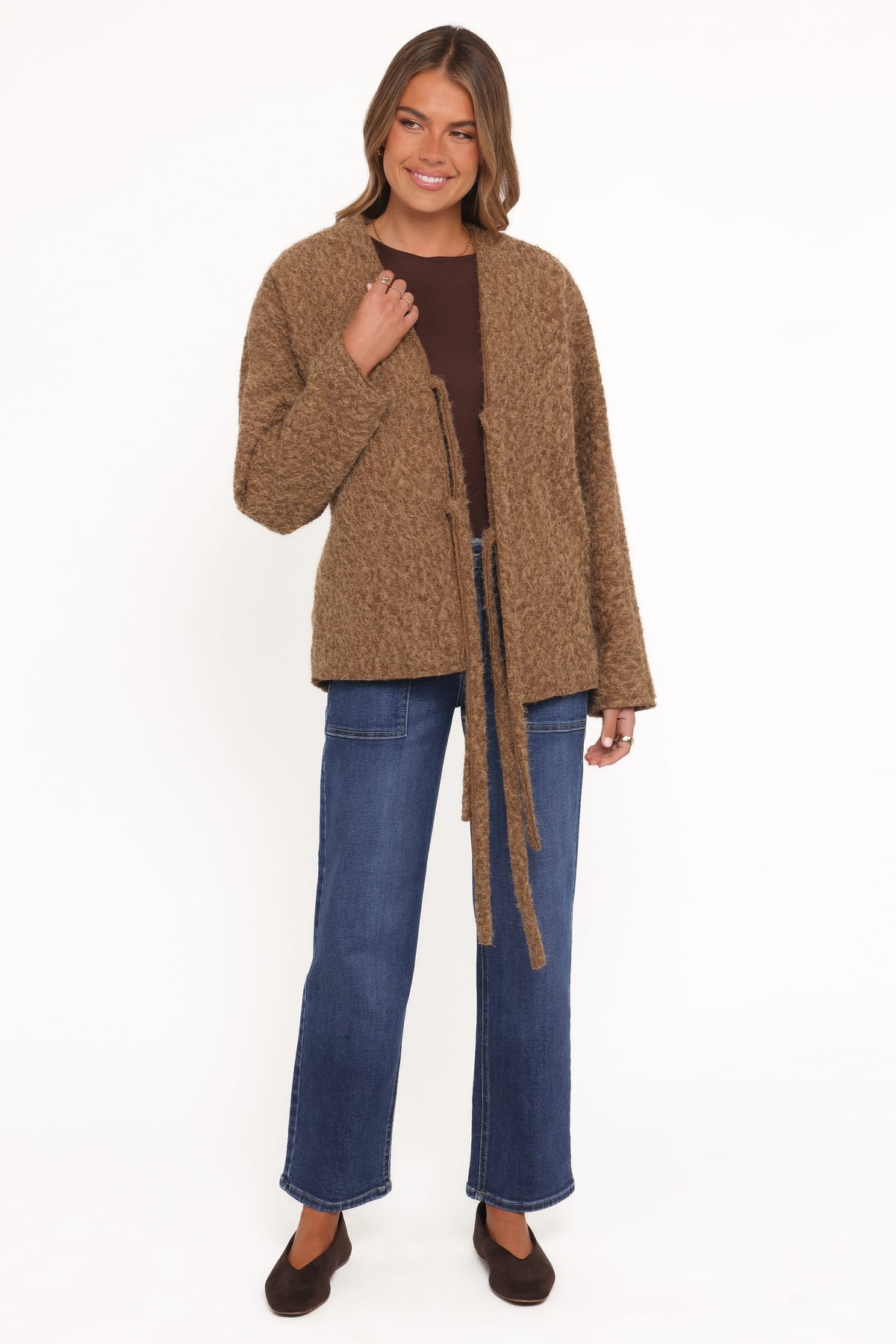 Kimmy Bow Oversized Cardigan in Moss – view 8 of 10