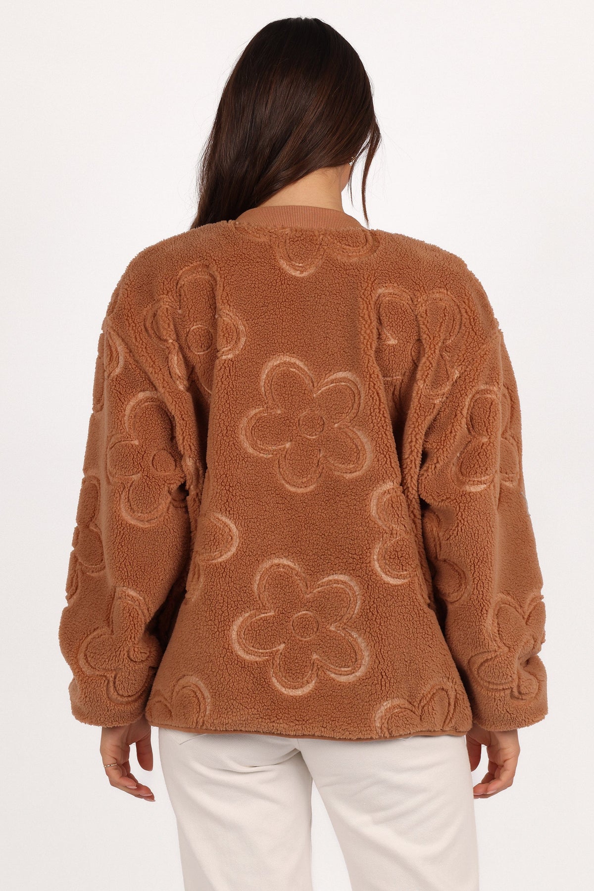 Lasky Flower Pattern Button Down Jacket in Camel – view 4 of 7