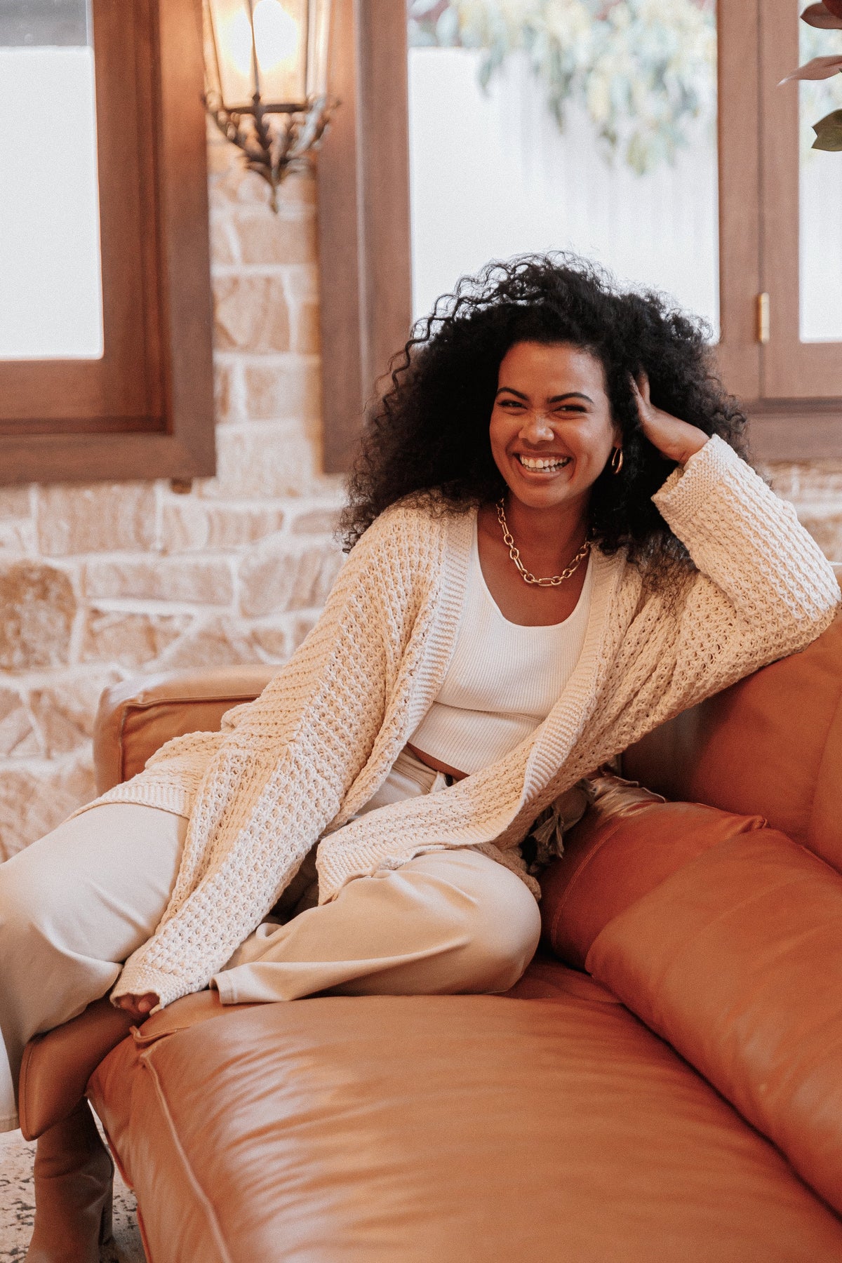 Leyonie Cardigan in Cream – view 3 of 10
