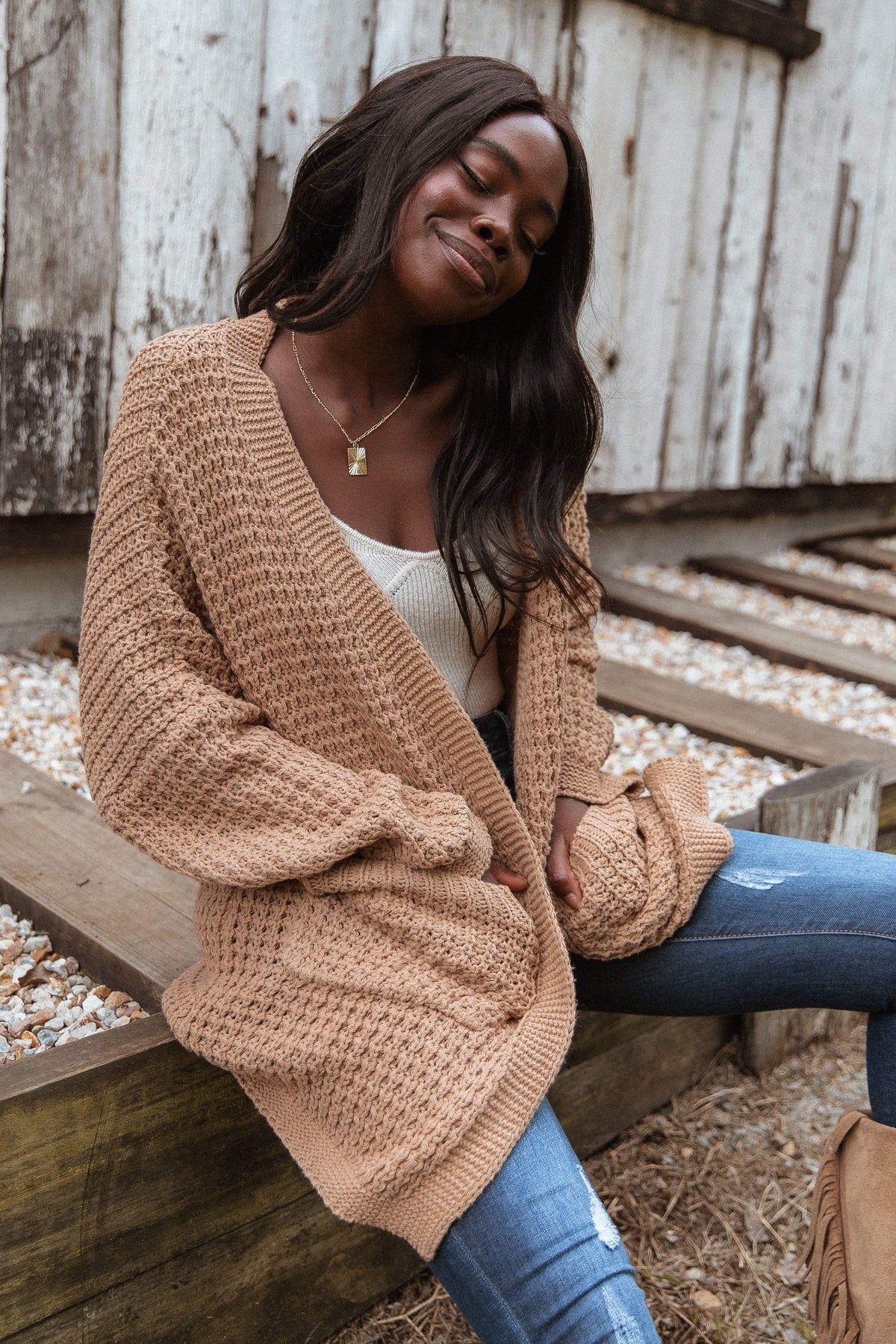 Leyonie Cardigan in Tan – view 11 of 12