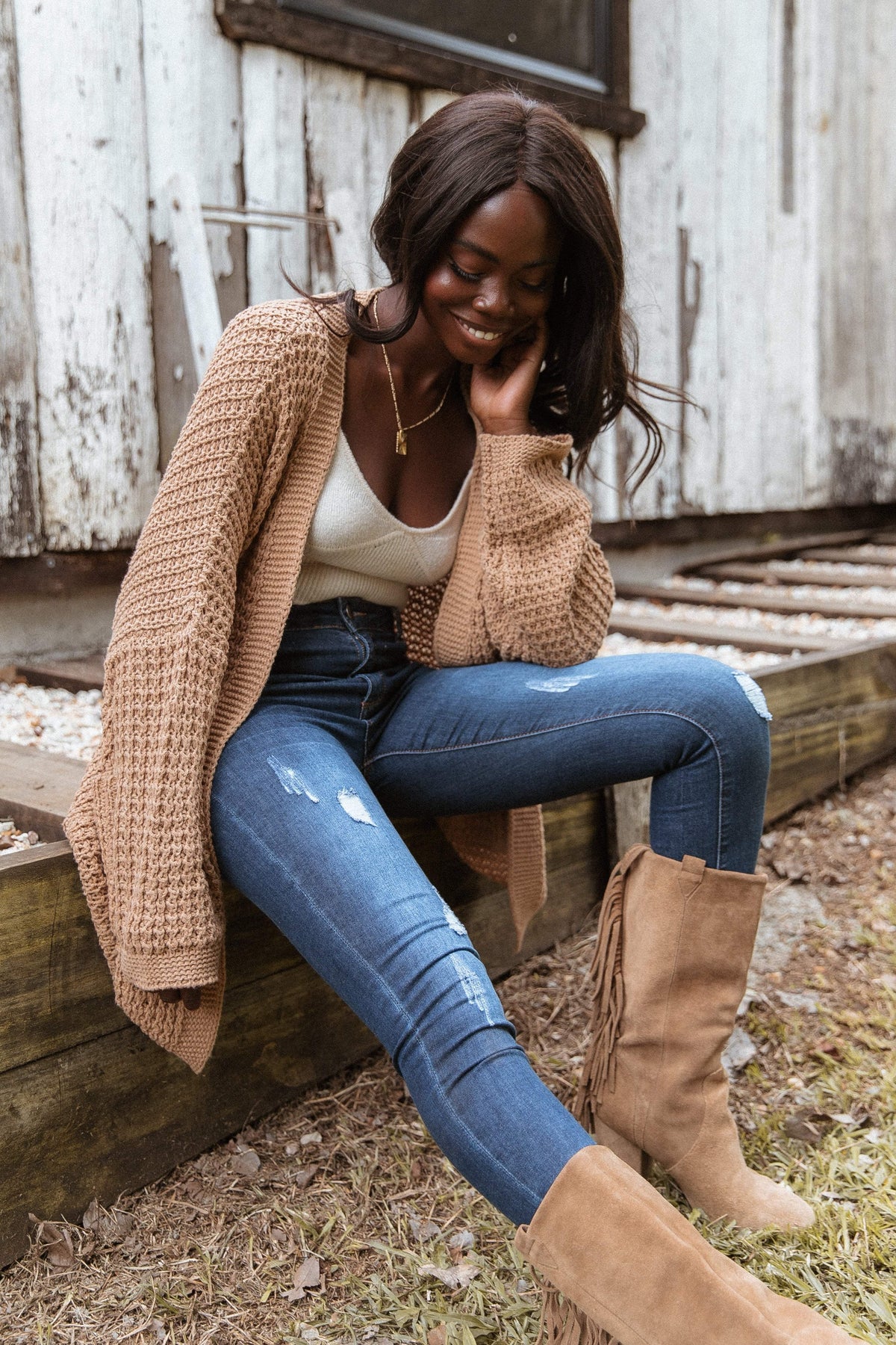 Leyonie Cardigan in Tan – view 10 of 12