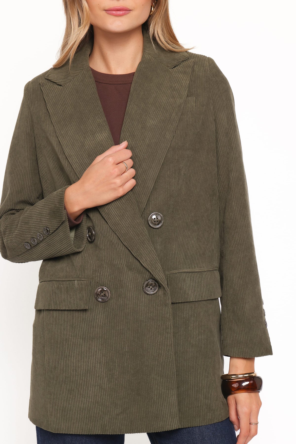 Madi Corduroy Blazer in Olive – view 2 of 7